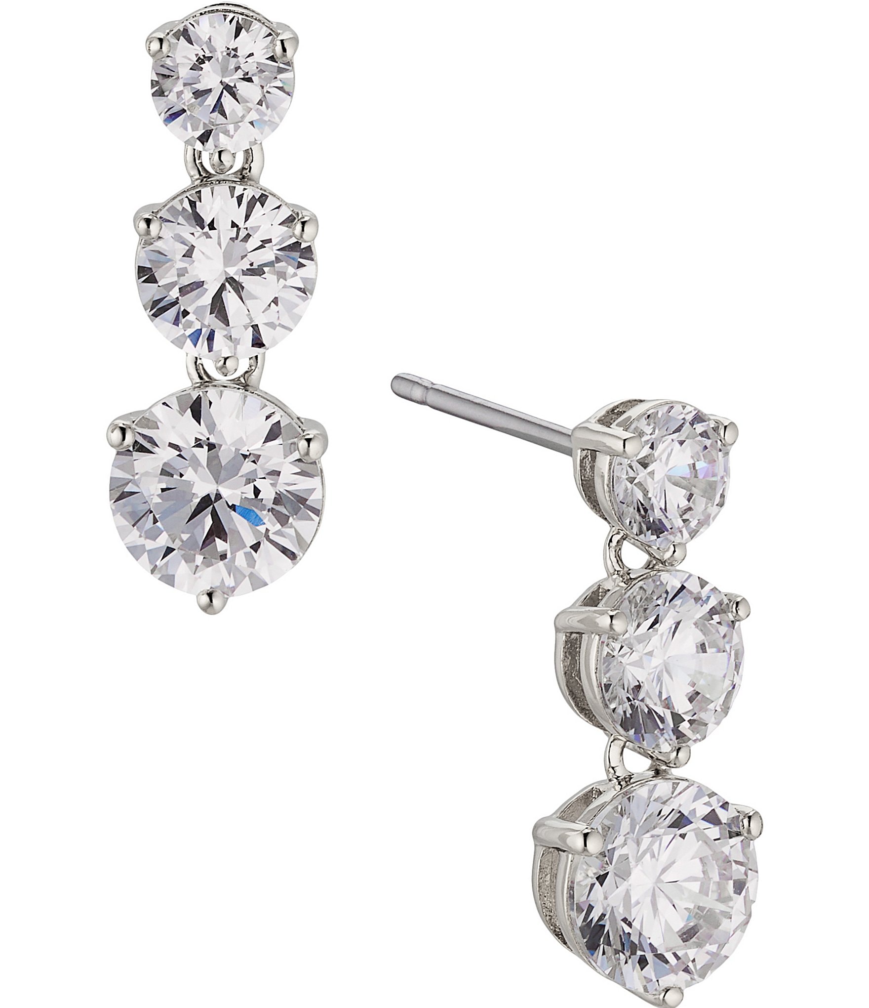 Nadri 3 Prong Crystal Graduated Drop Earrings