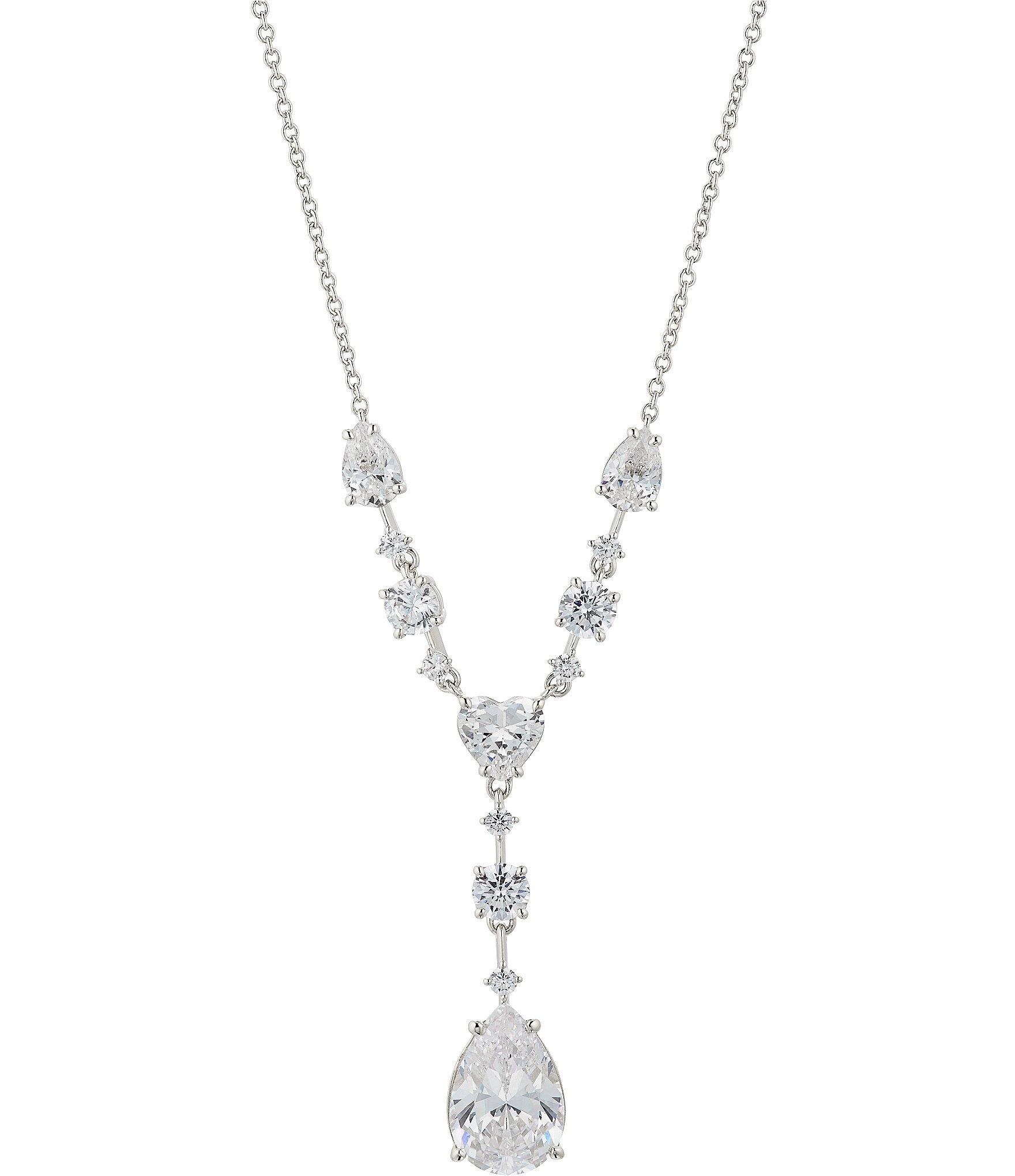 Nadri Cora Crystal Rhodium Plated Brass Y Necklace