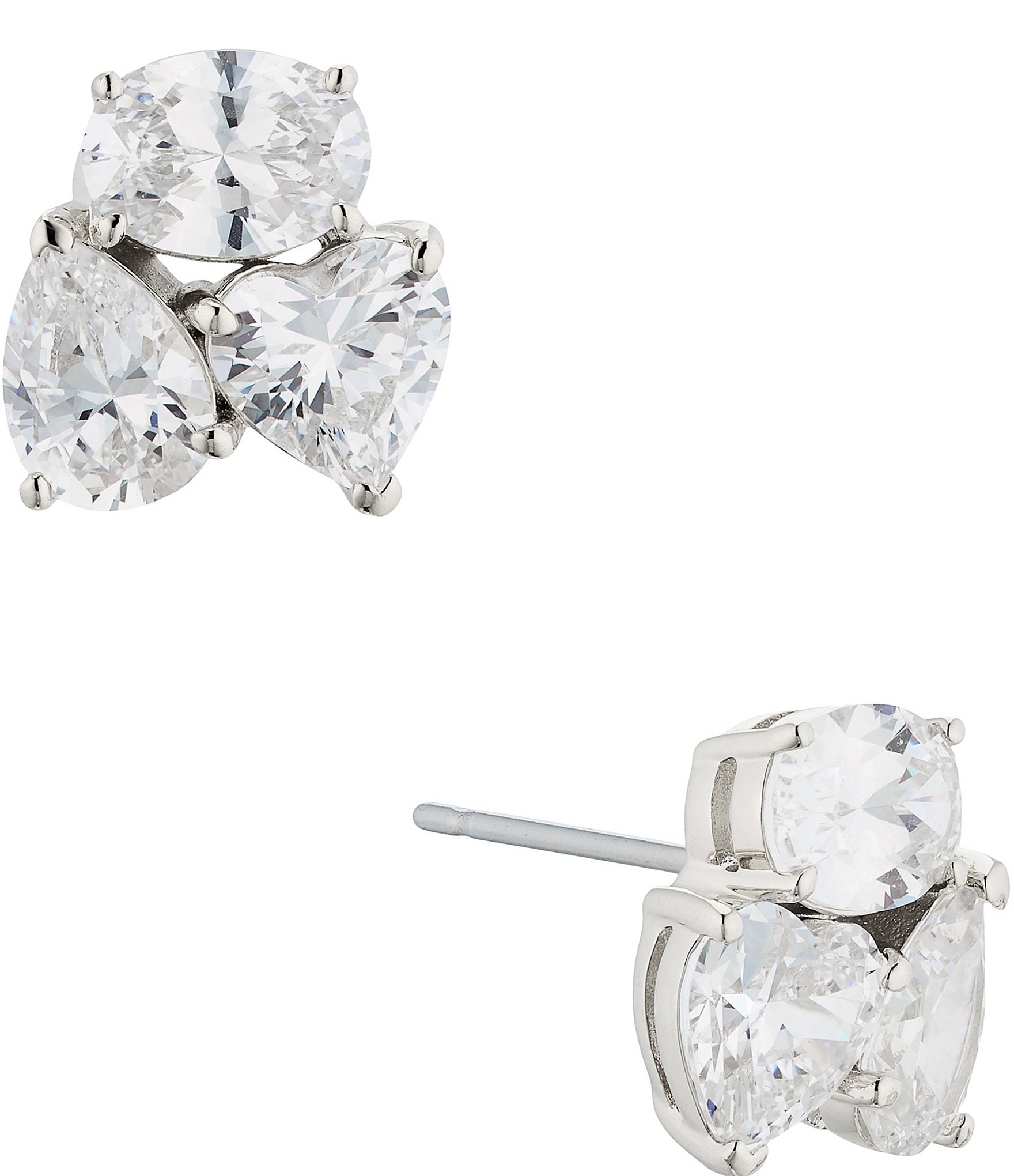 Nadri Cora Stud Rhodium Crystal Earrings