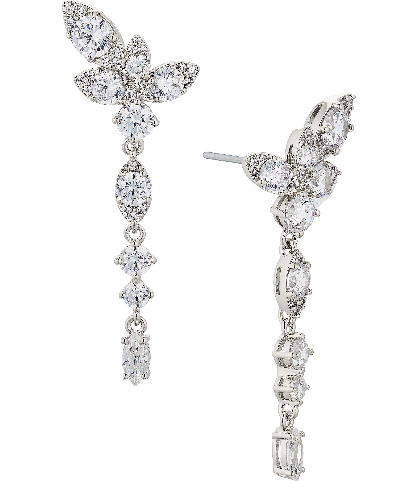 Nadri Crystal Whimsy Cluster Linear Earrings