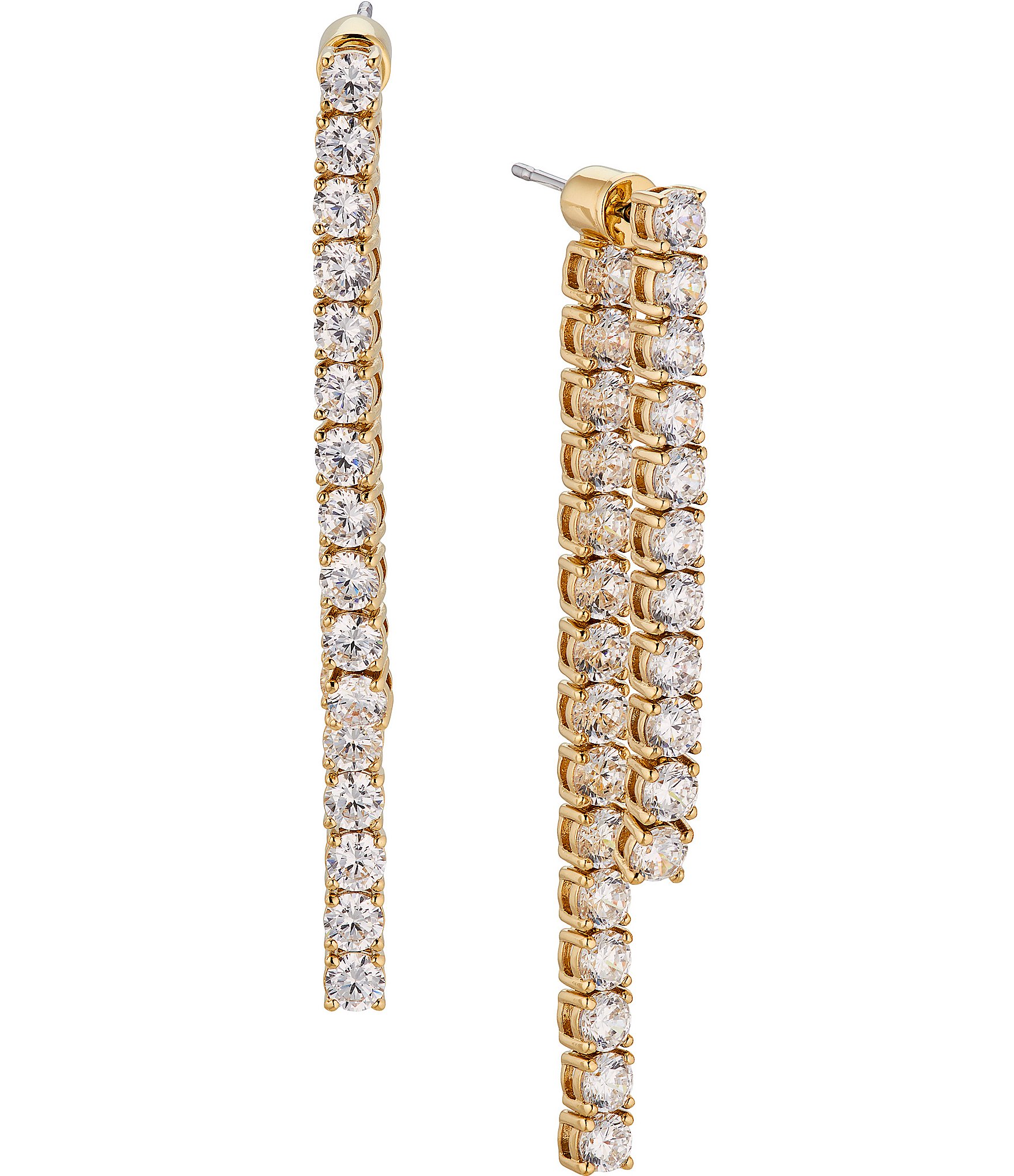 Nadri CZ Stone Linear Front Back Earrings