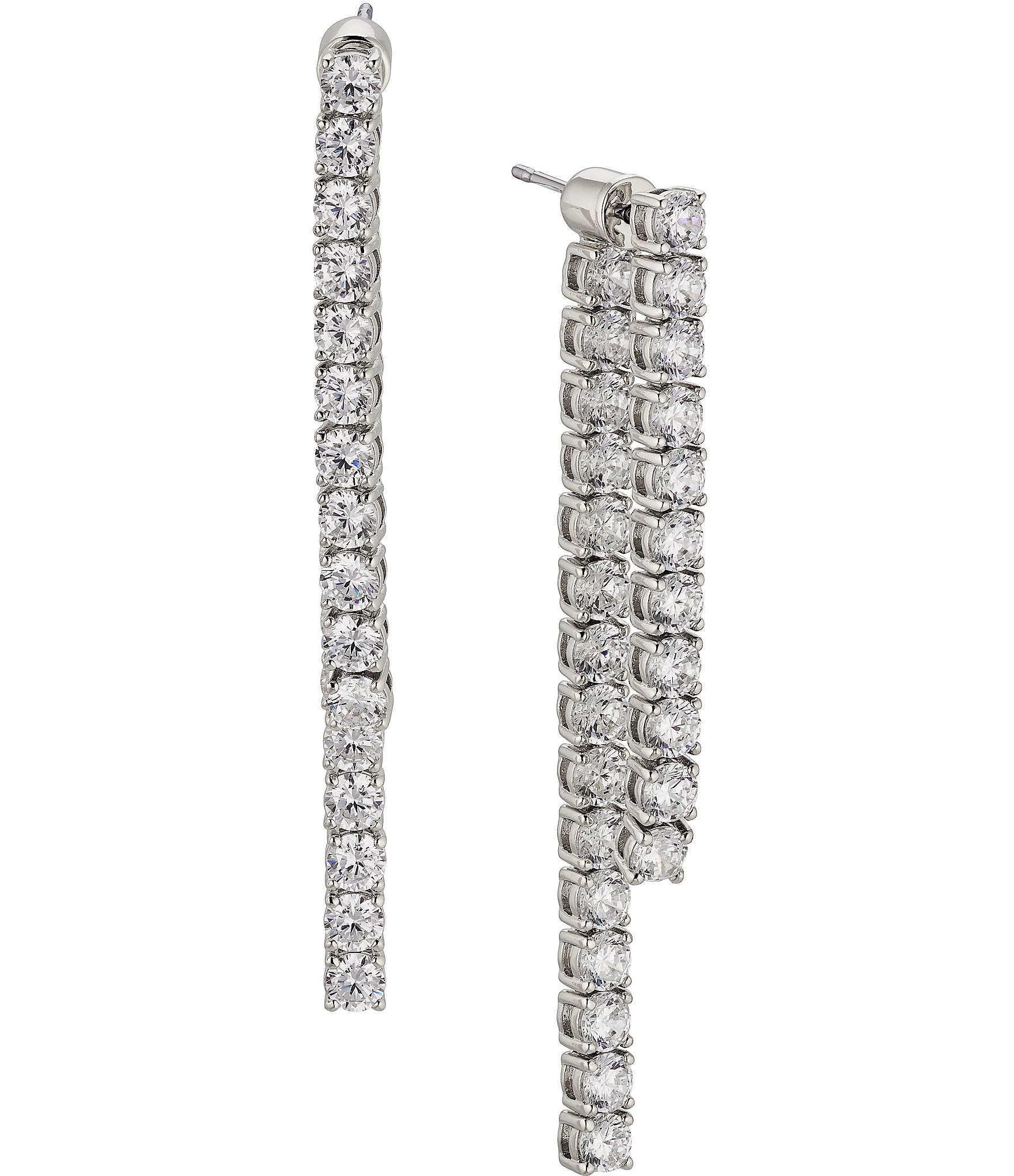 Nadri CZ Stone Linear Front Back Earrings