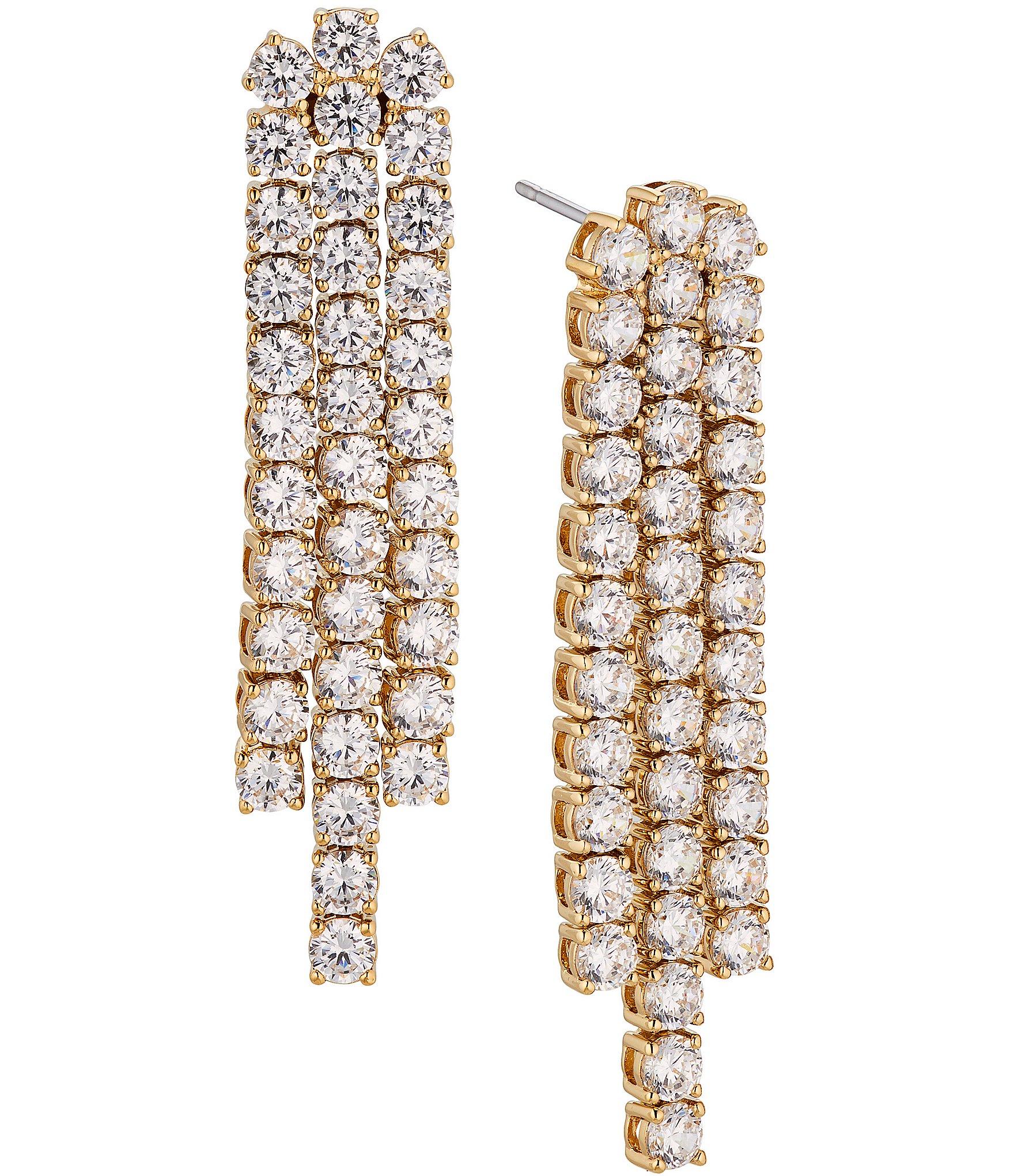 Nadri CZ Stone Slim Chandelier Earrings