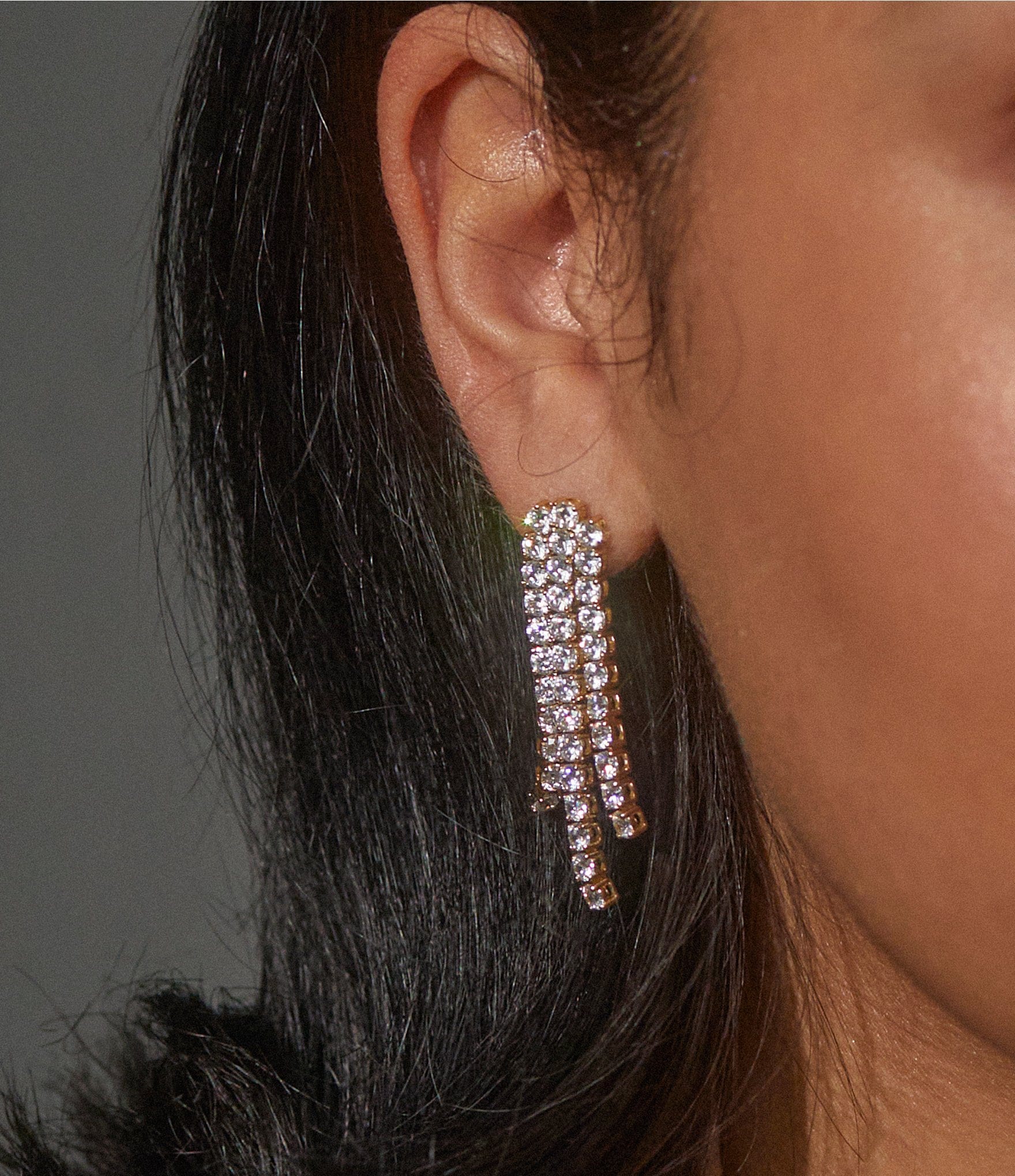 Nadri CZ Stone Slim Chandelier Earrings