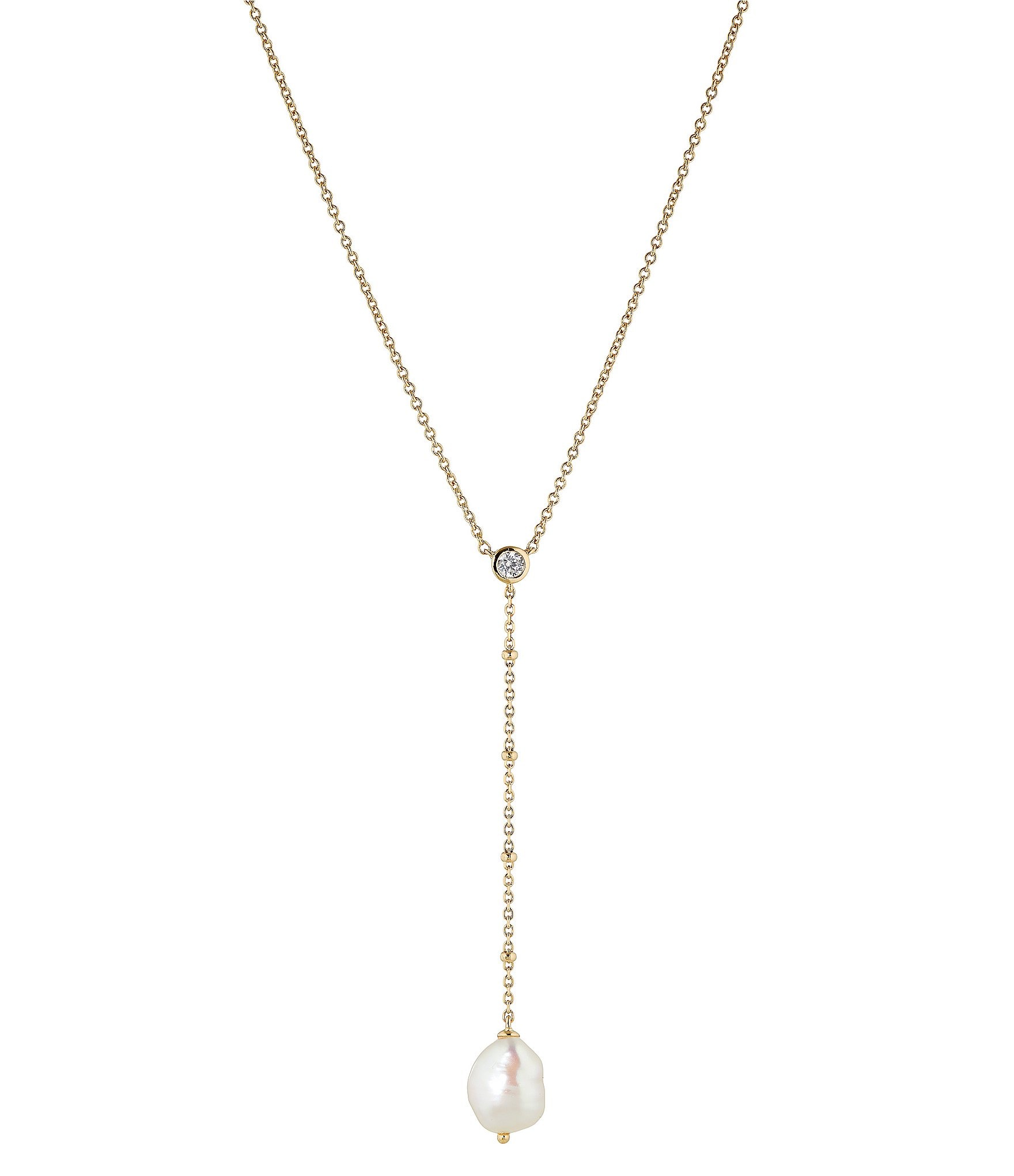 Nadri Dot Dot Dot Coin Freshwater Pearl 18K Gold Plated Y-Necklace ...