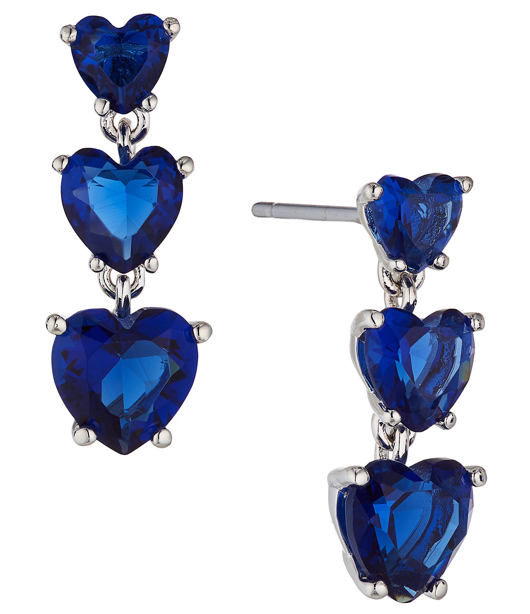 Nadri Heartbreaker Blue Heart Linear Earrings | Dillard's