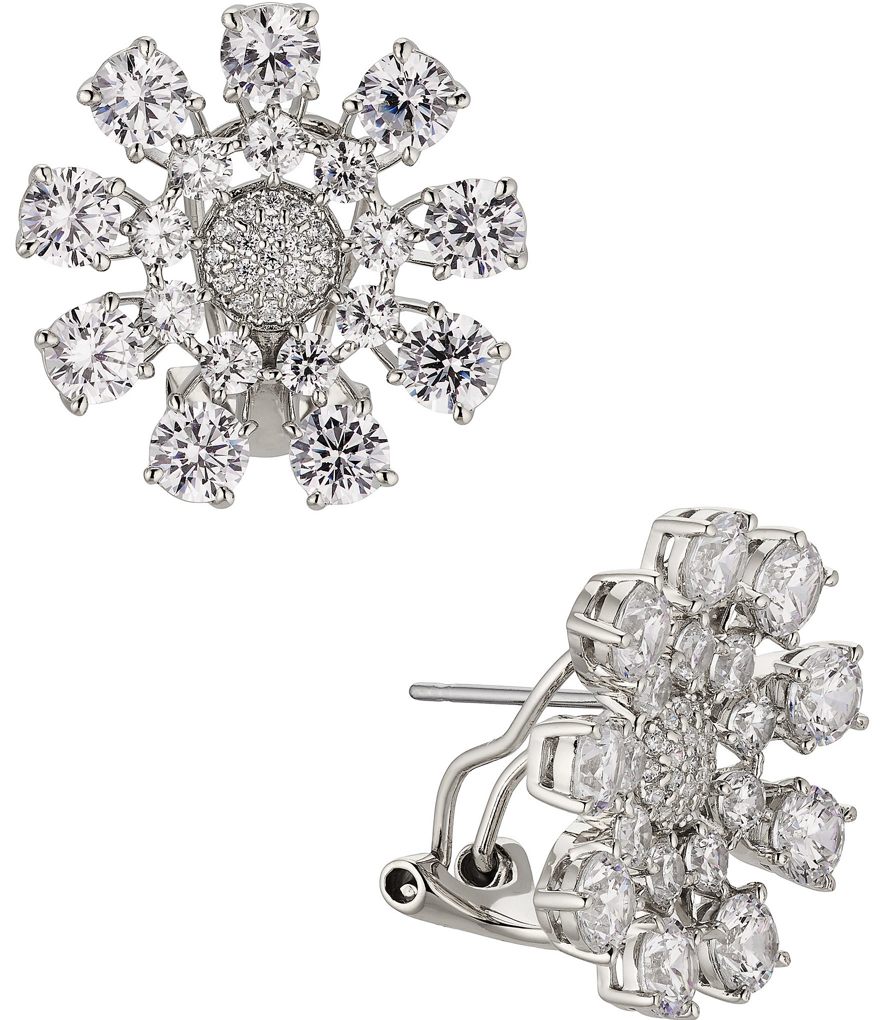 Nadri Midsommar Crystal Flower Button Stud Earrings