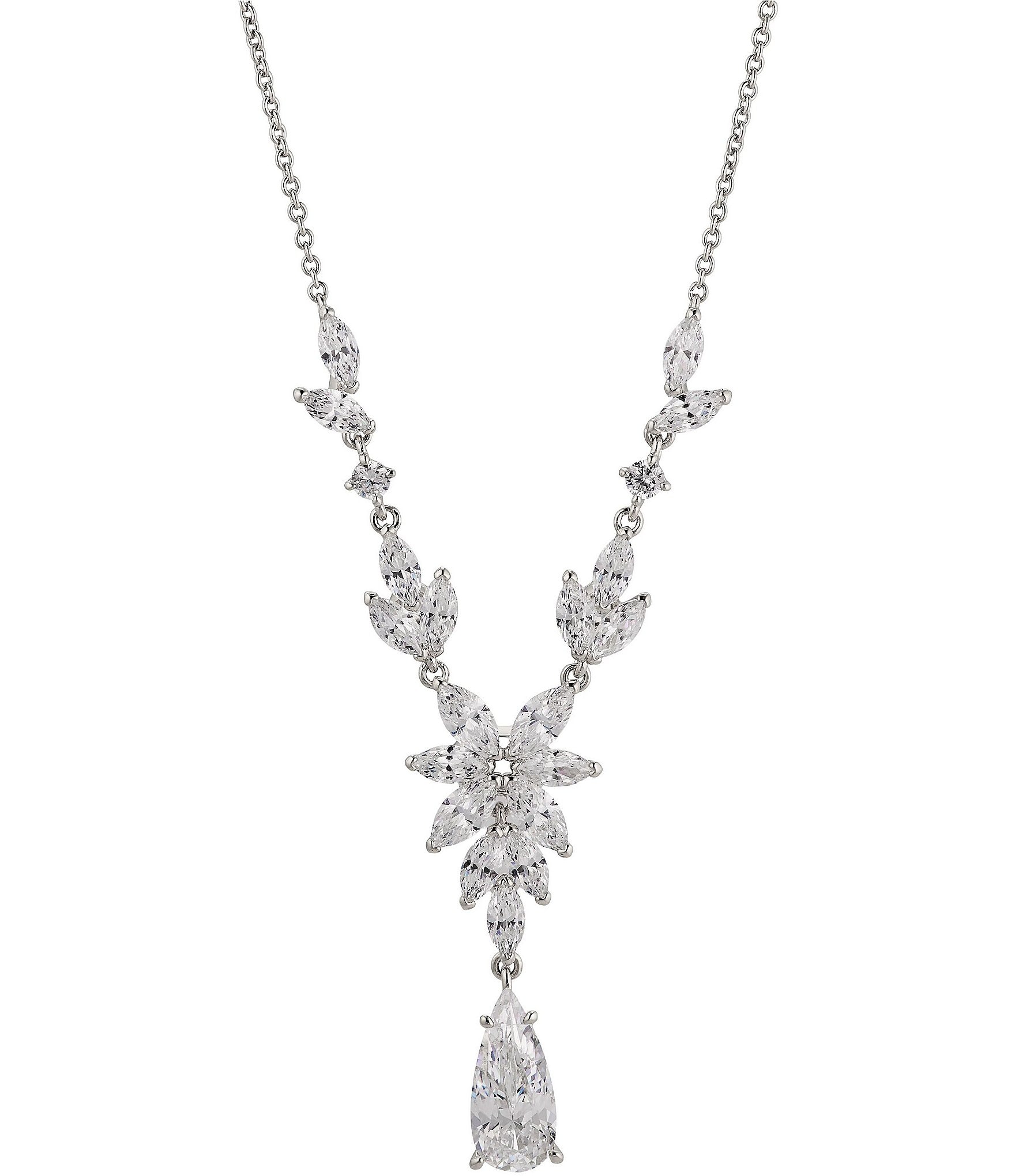 Nadri Midsommar Flower Crystal Y Necklace