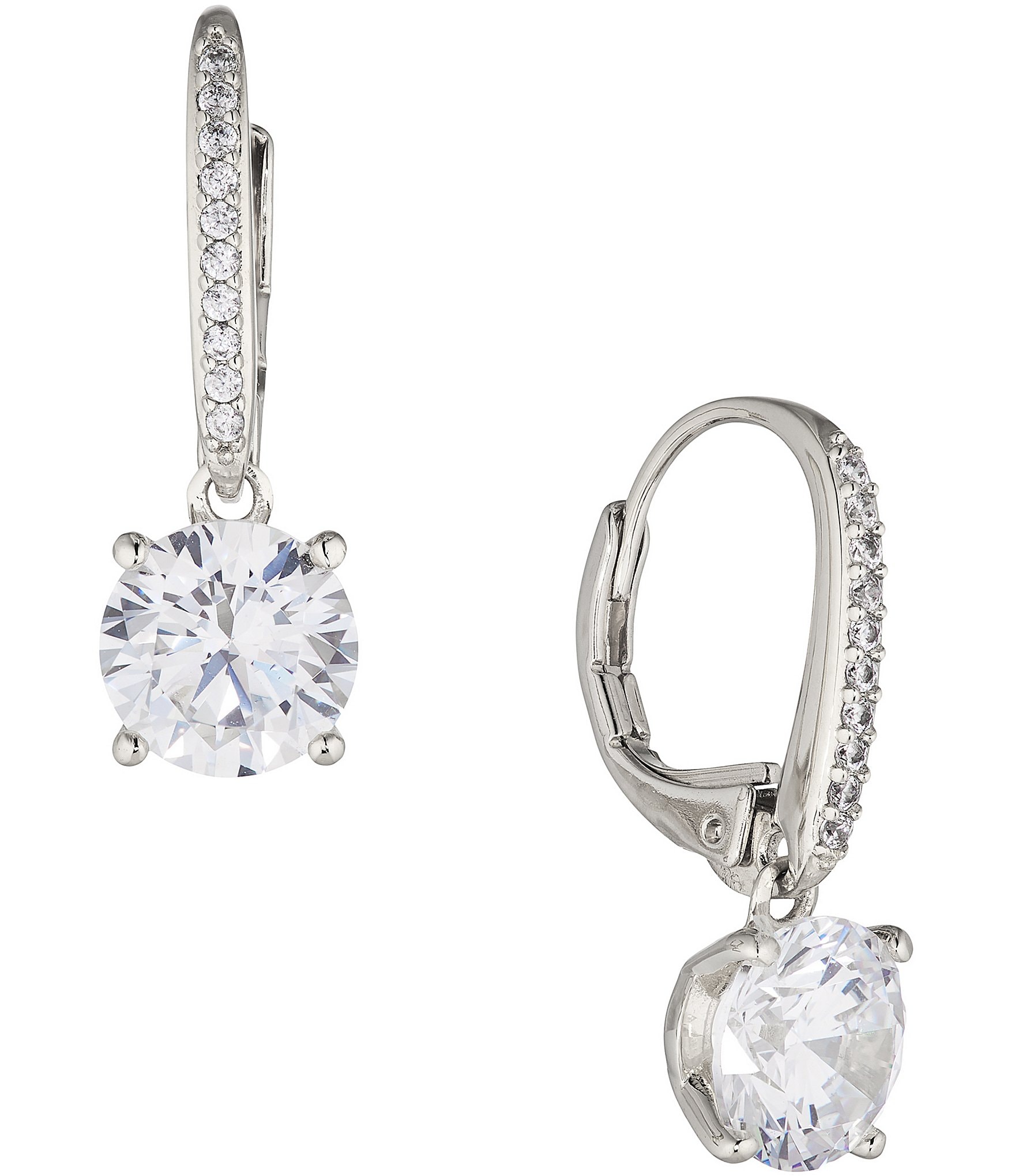 Nadri Modern Love Round CZ Crystal Drop Earrings