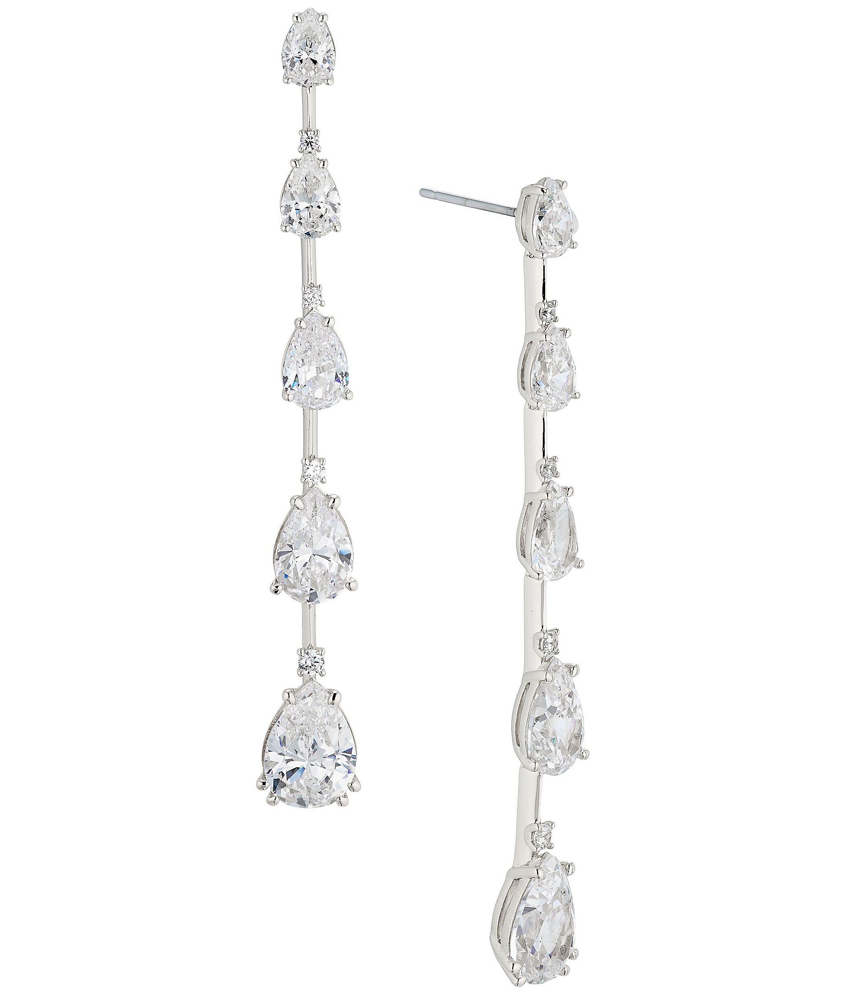 Nadri Multi Pear Crystal Linear Earrings