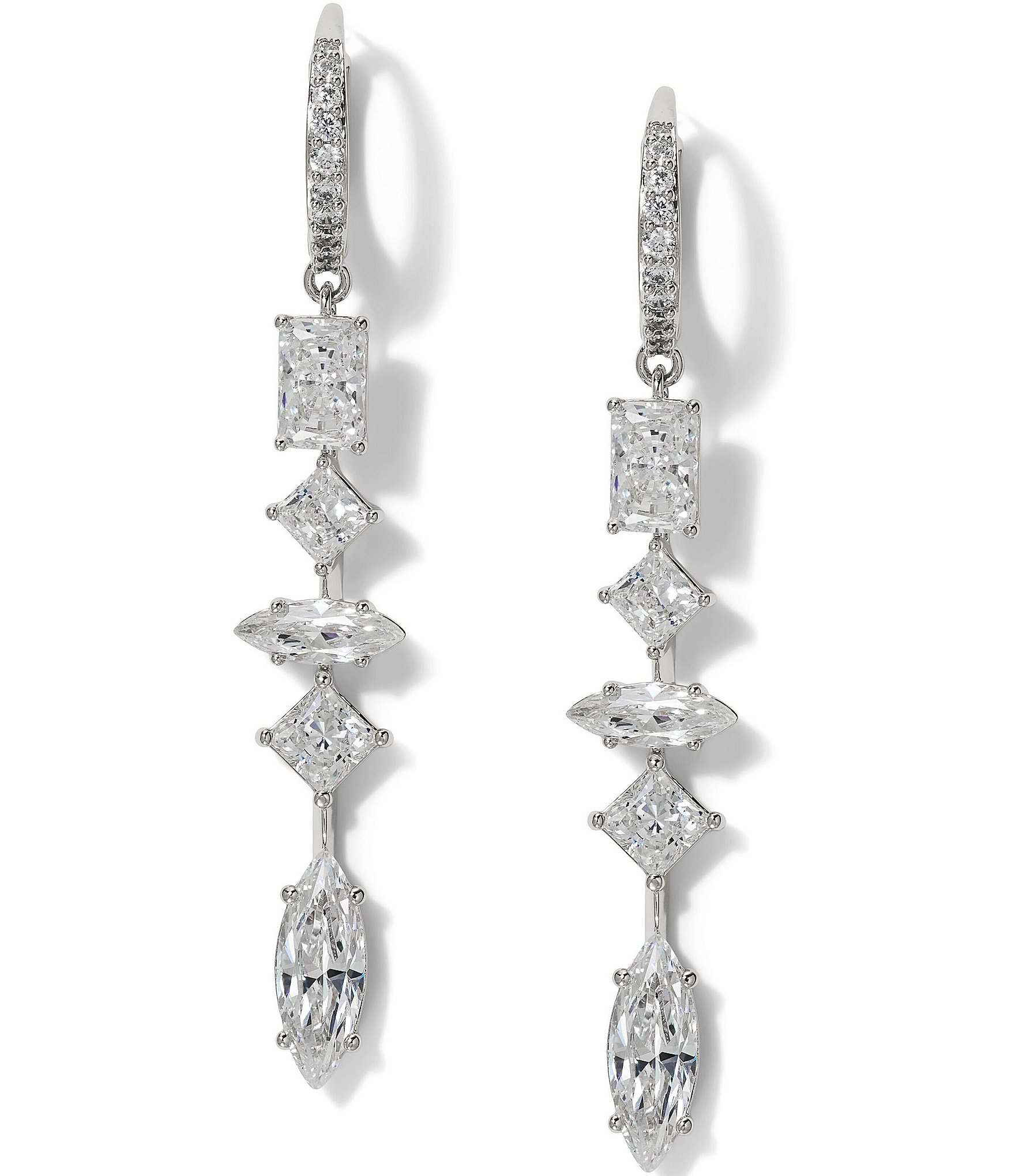 Nadri Rare Crystal Jewels Linear Earrings