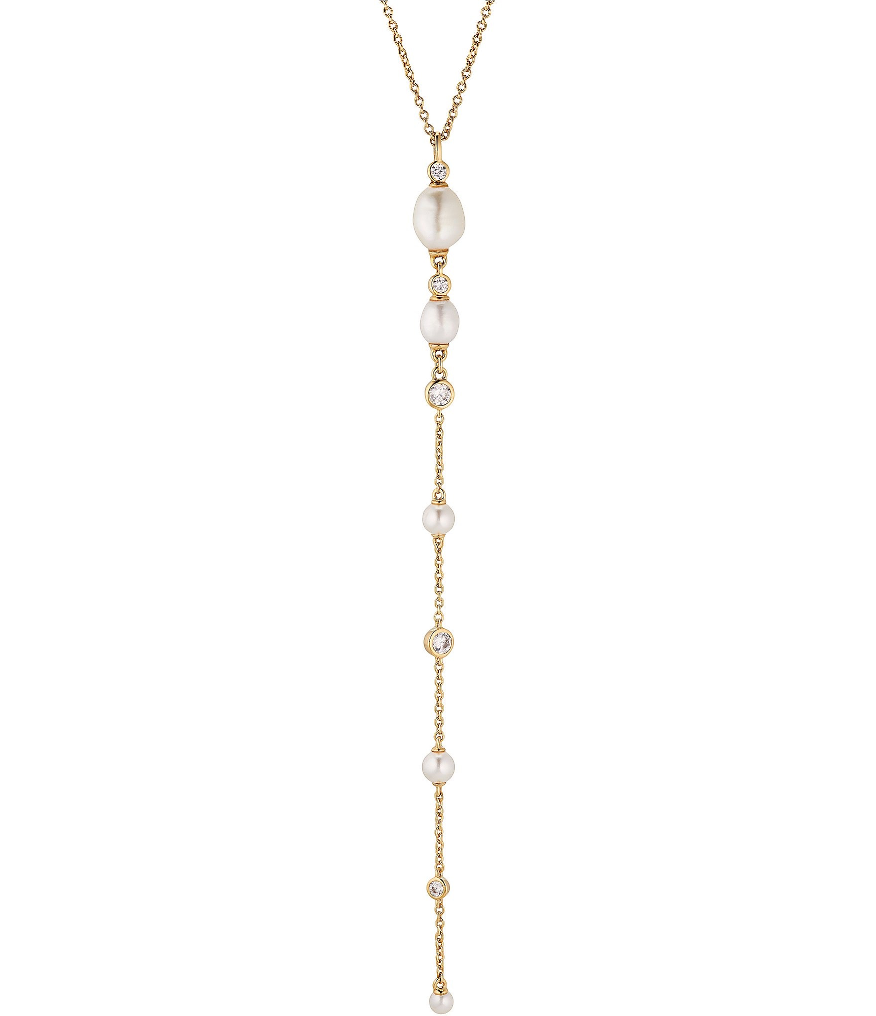 Nadri Siren Pearl and Crystal Y Necklace