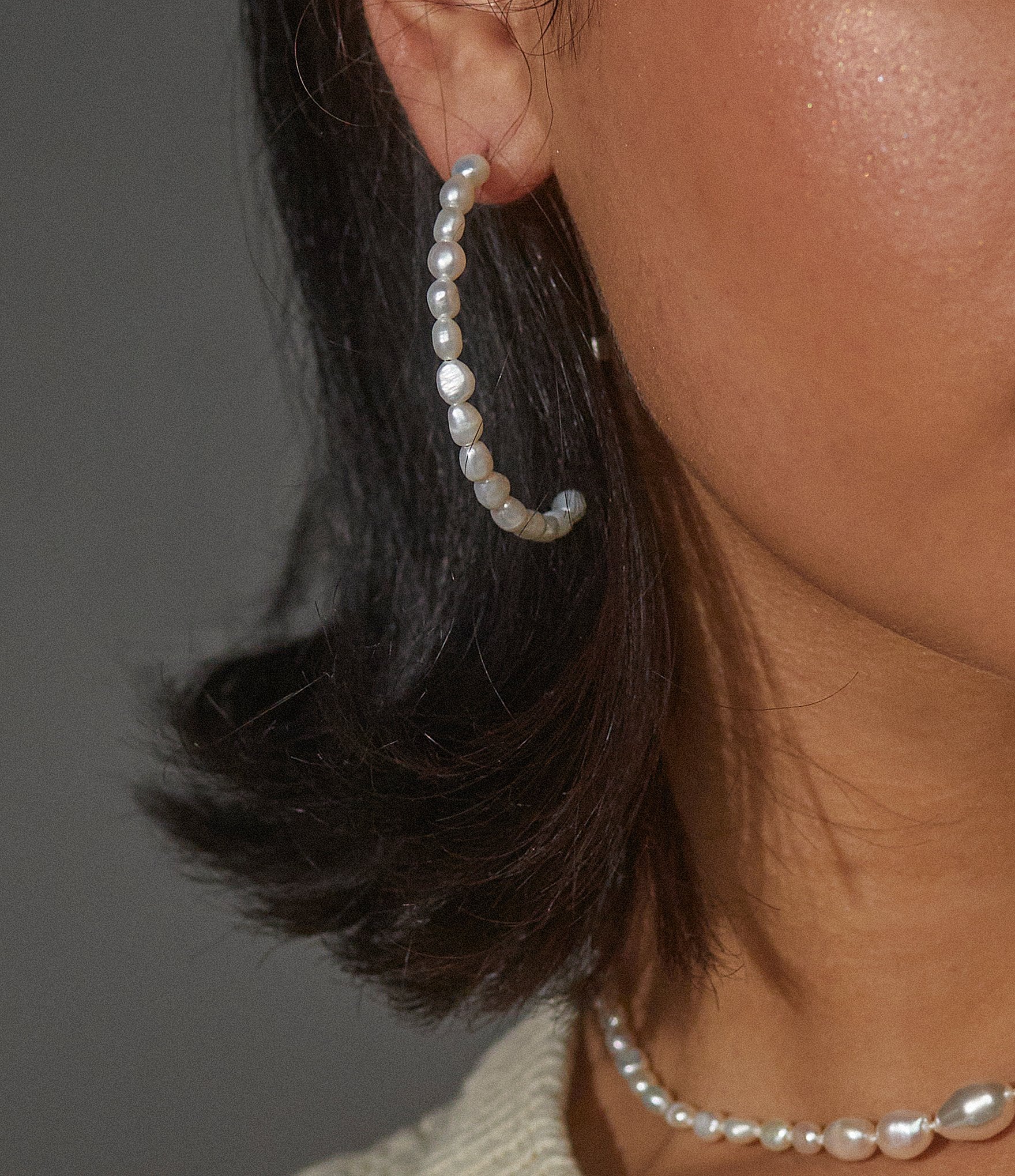 Nadri Siren Pearl Wire Hoop Earrings