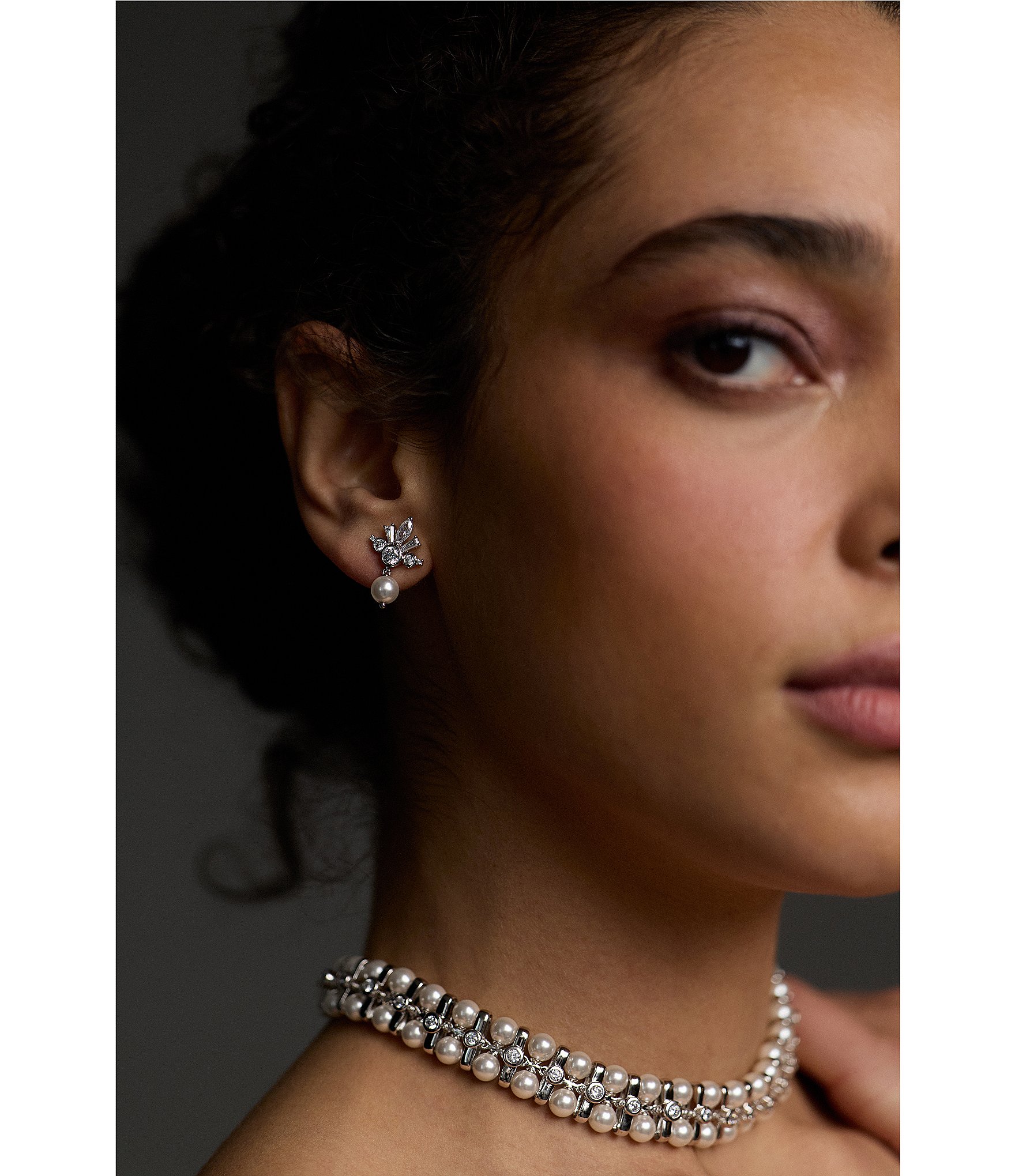 Nadri Under The Sea Crown Pearl & Crystal Drop Earrings