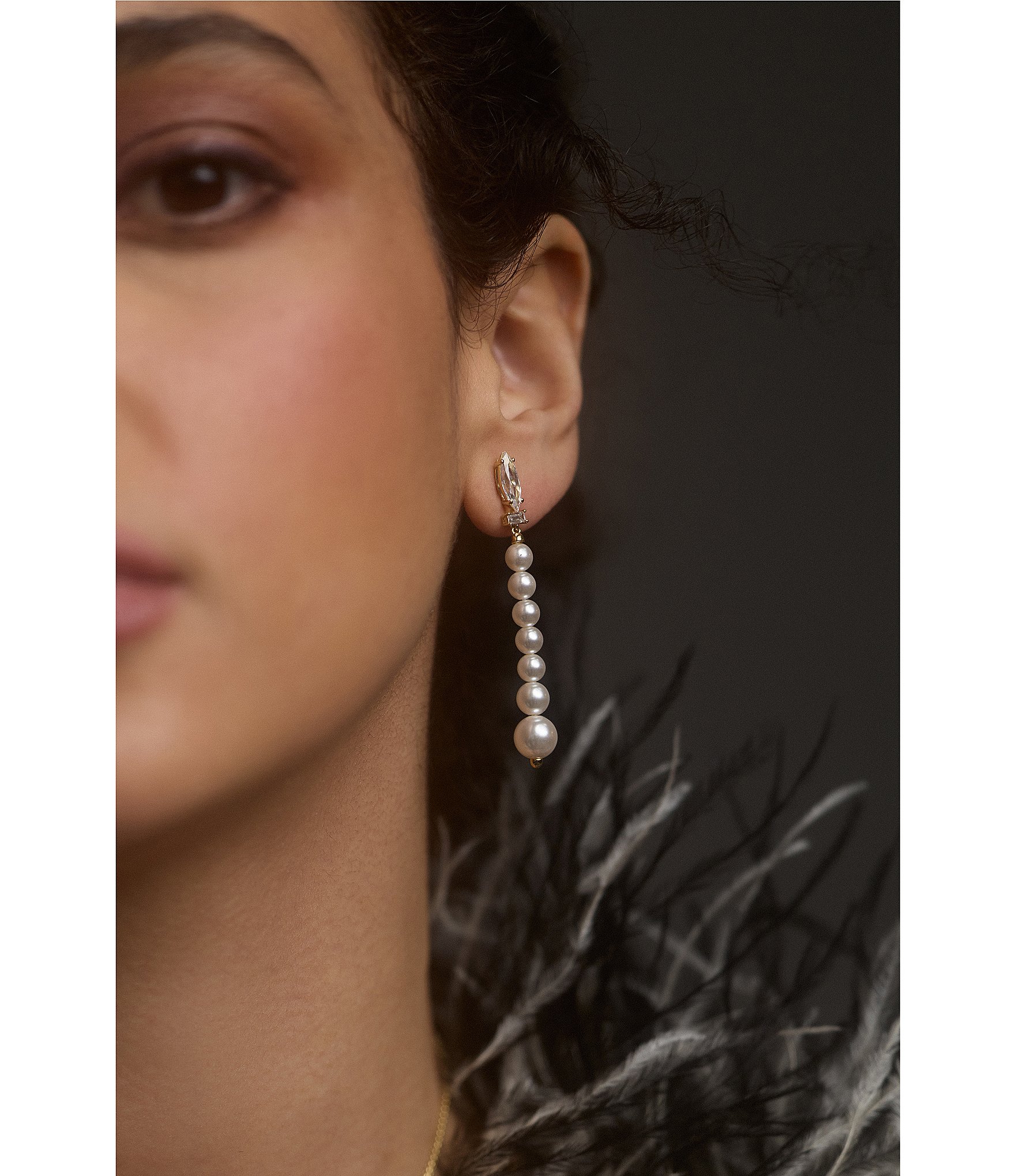 Nadri Under The Sea Pearl Linear Earrings