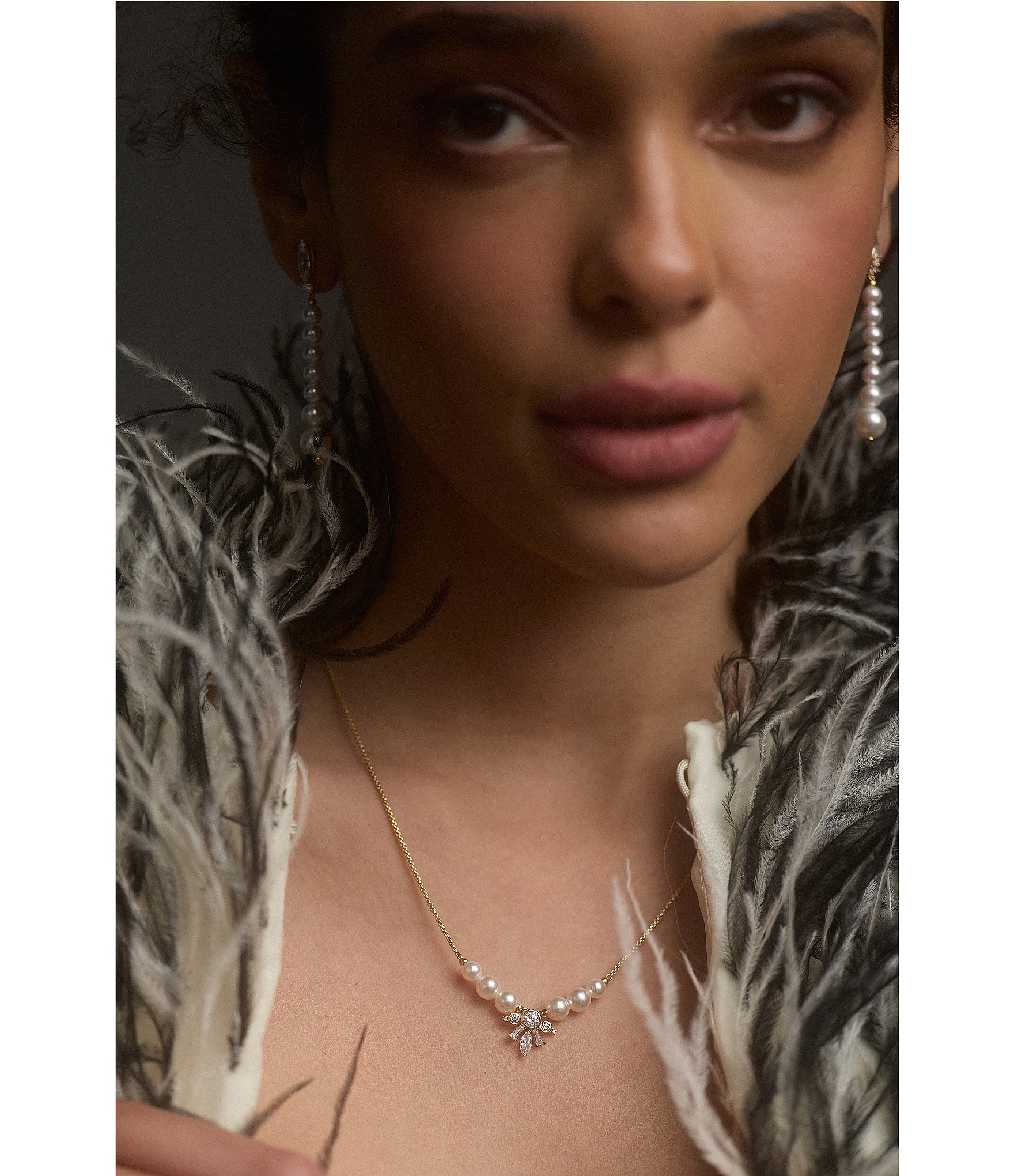 Nadri Under The Sea Pearl Linear Earrings