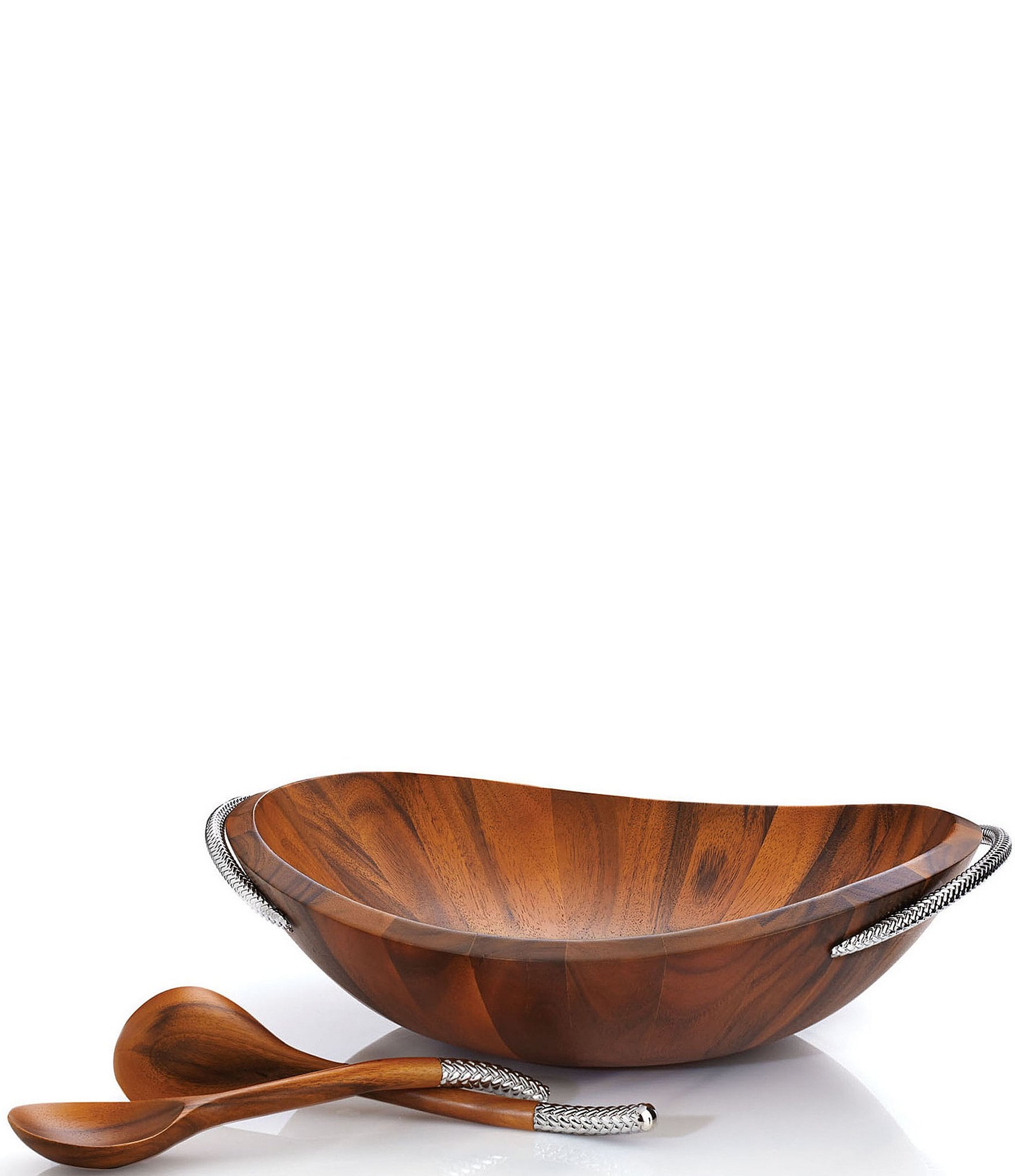 Nambe Braid Salad Bowl with Servers