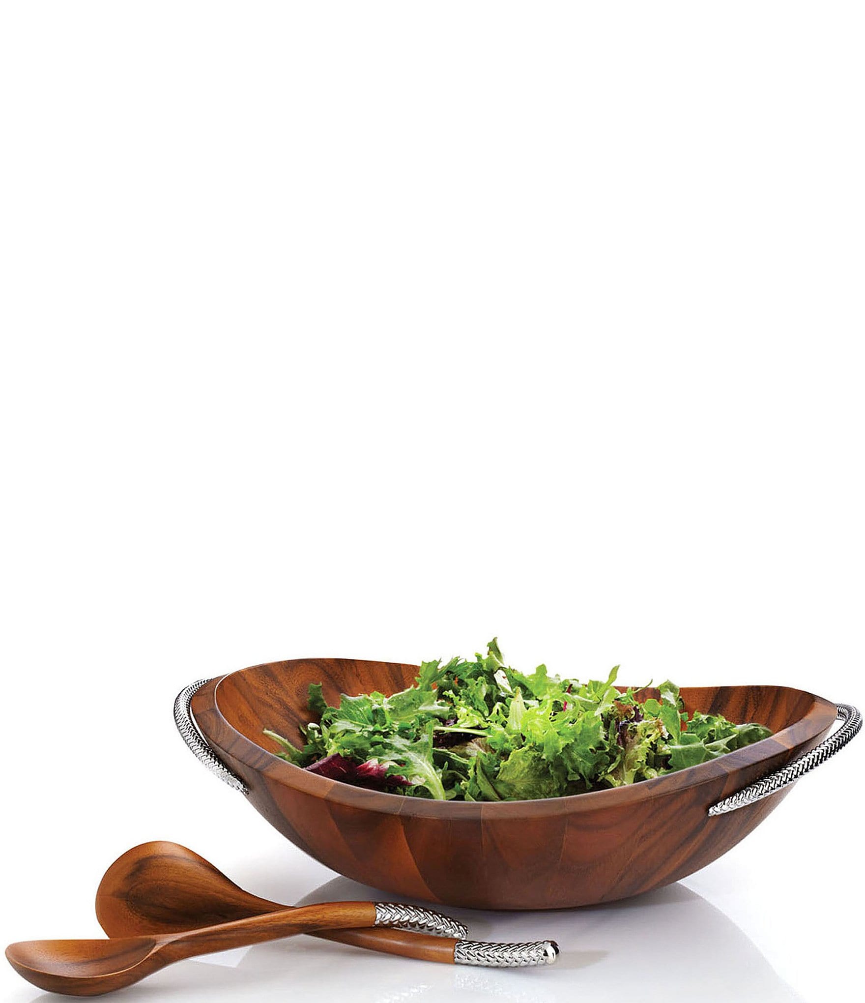Nambe Braid Salad Bowl with Servers