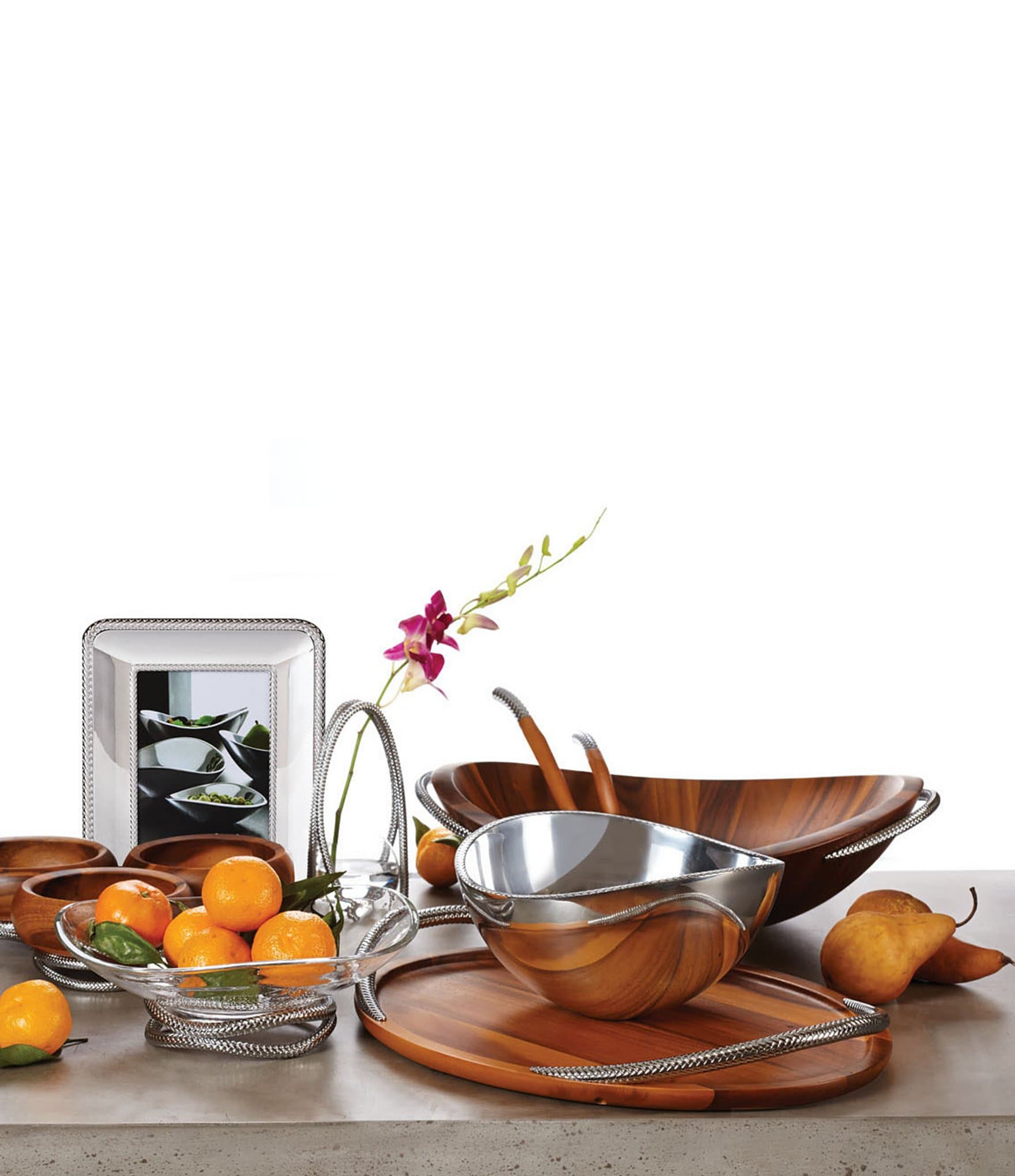 Nambe Braid Salad Bowl with Servers