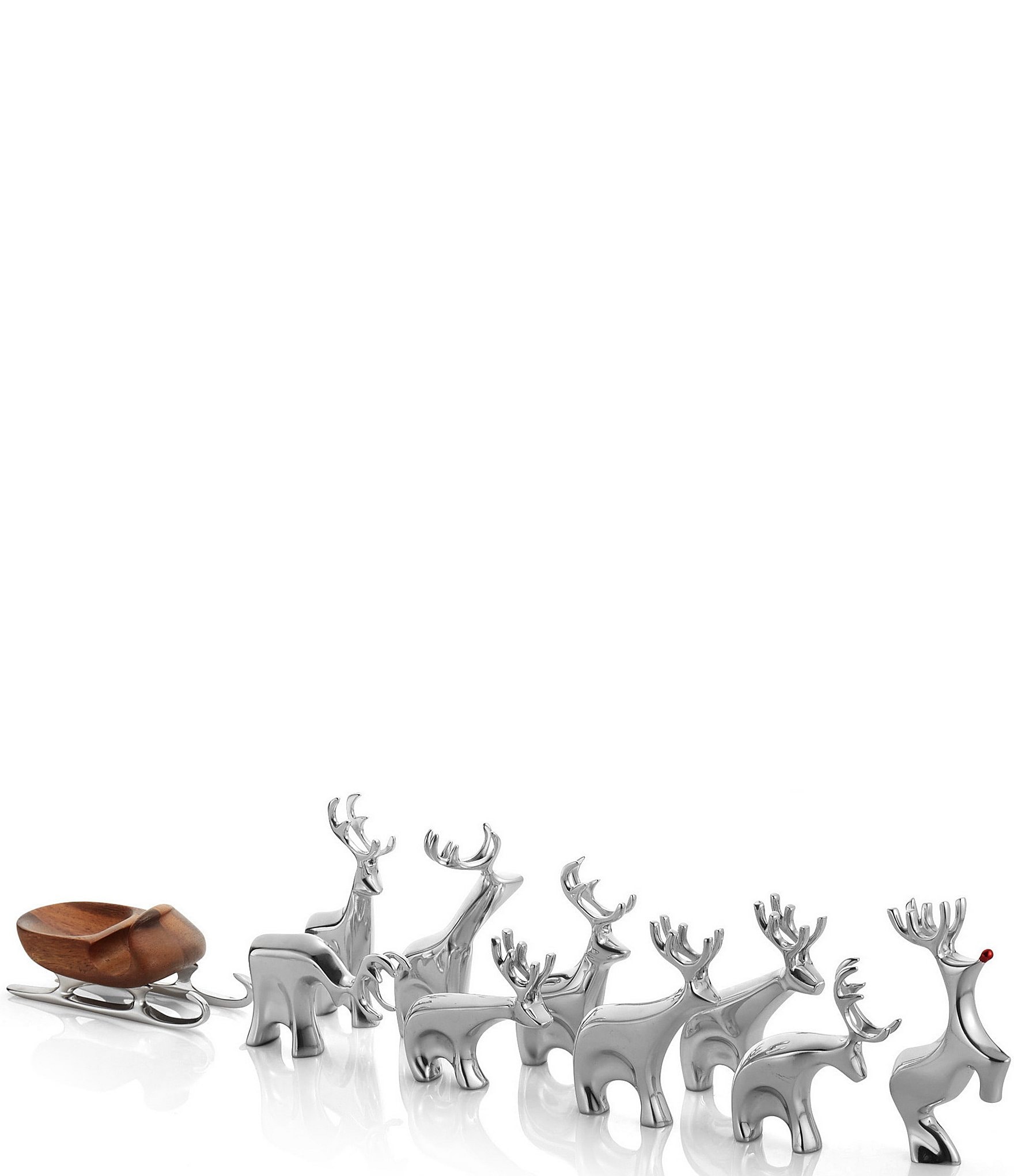 Nambe Holiday 10-Piece Miniature Reindeer Set