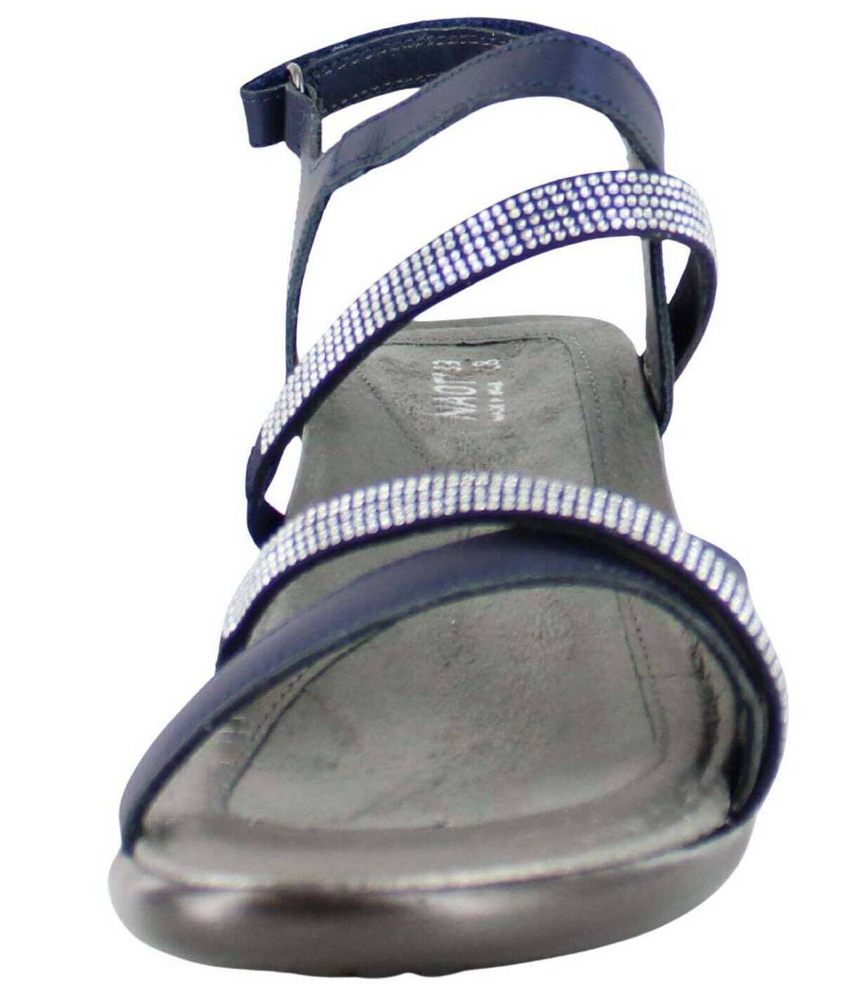 Naot Innovate Leather Rhinestone Detail Block Heel Dress Sandals