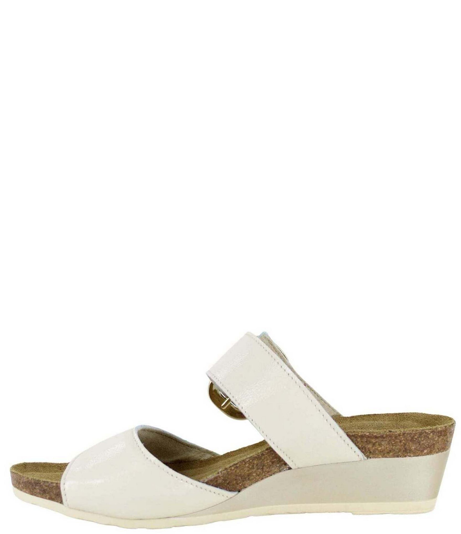 Naot Magic Crinkle Patent Leather Wedge Slide Sandals