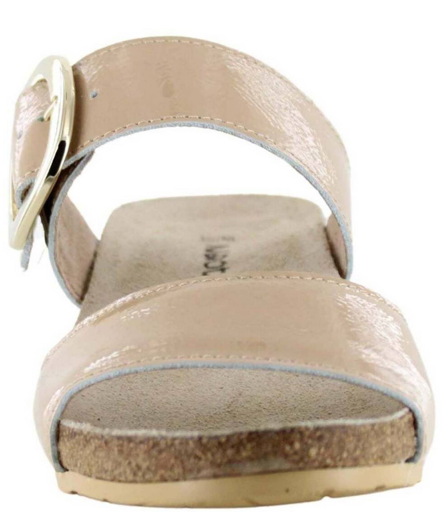 Naot Magic Crinkle Patent Leather Wedge Slide Sandals
