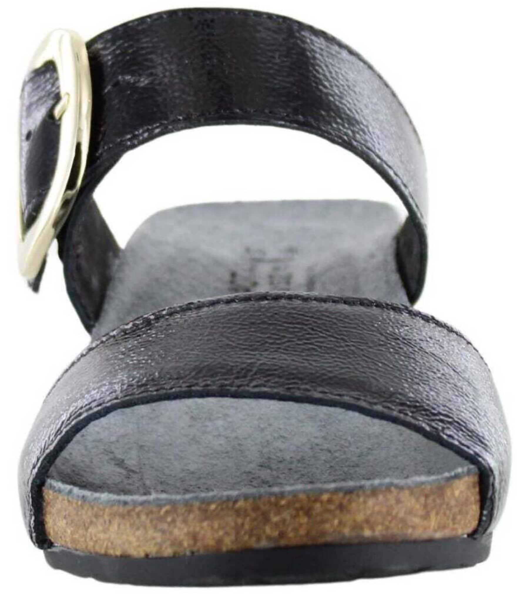 Naot Magic Crinkle Patent Leather Wedge Slide Sandals