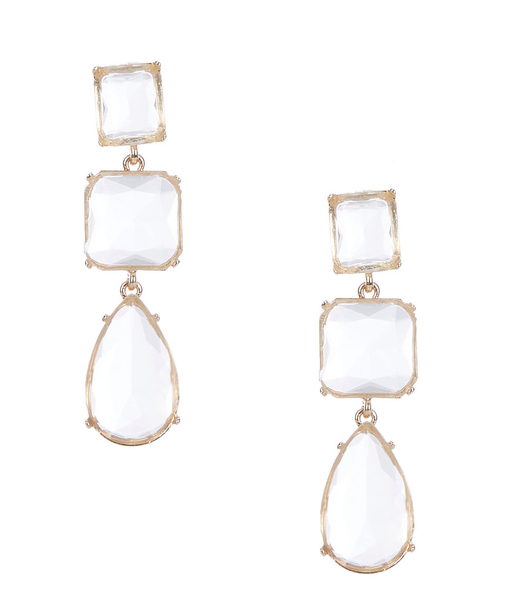 Natasha Accessories 3 Stone Drop Earrings