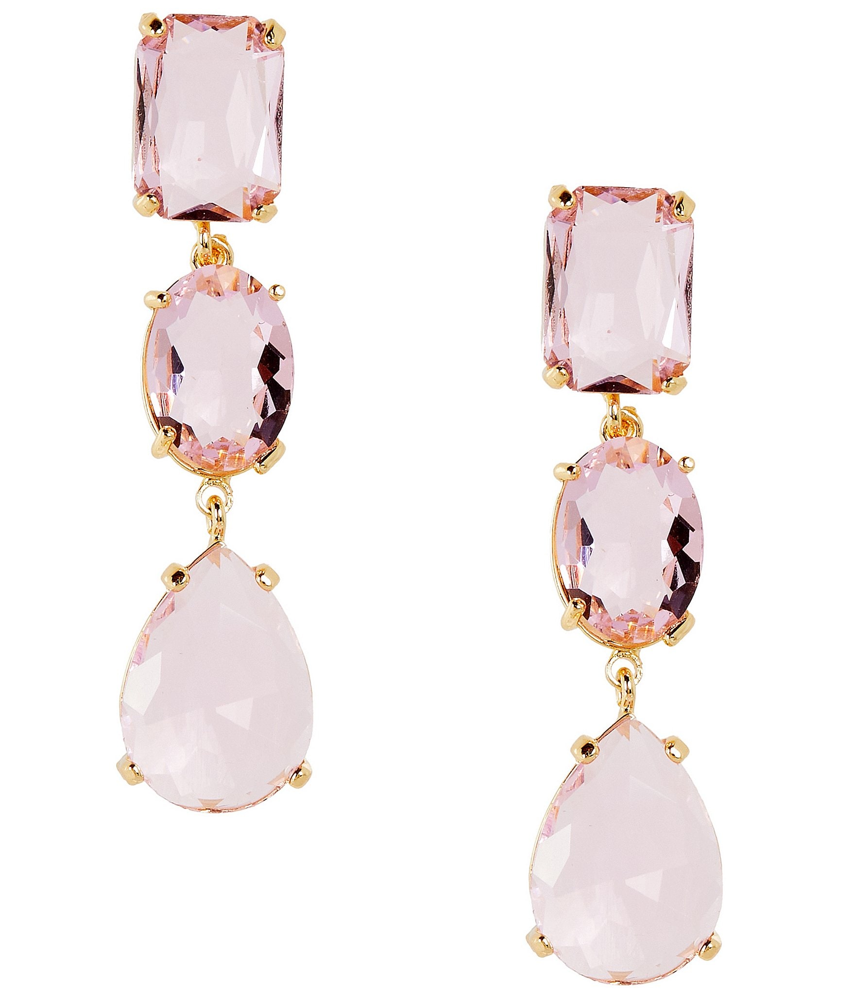 Natasha Accessories 3 Stone Linear Earrings