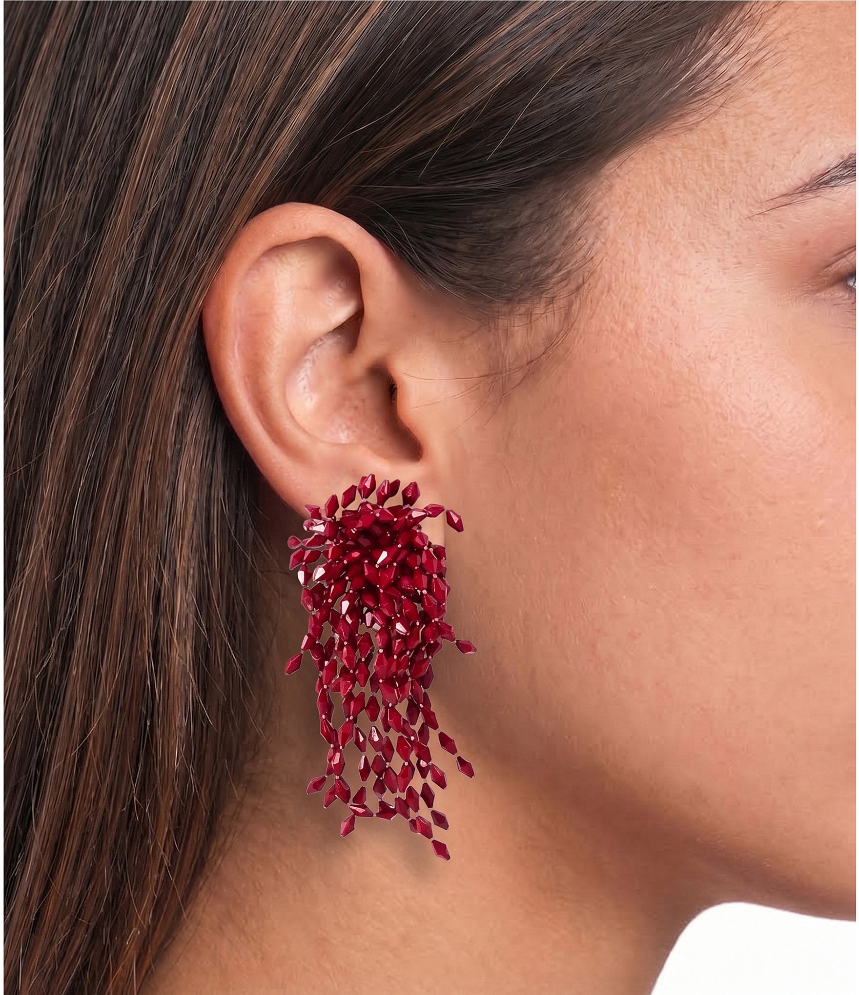 Natasha Accessories Beaded Firework Drop Statement Earrings
