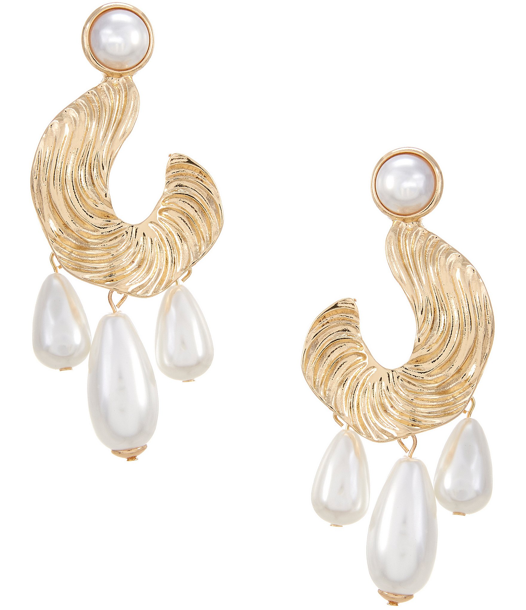 Natasha Accessories C Hoop Drop Earrings