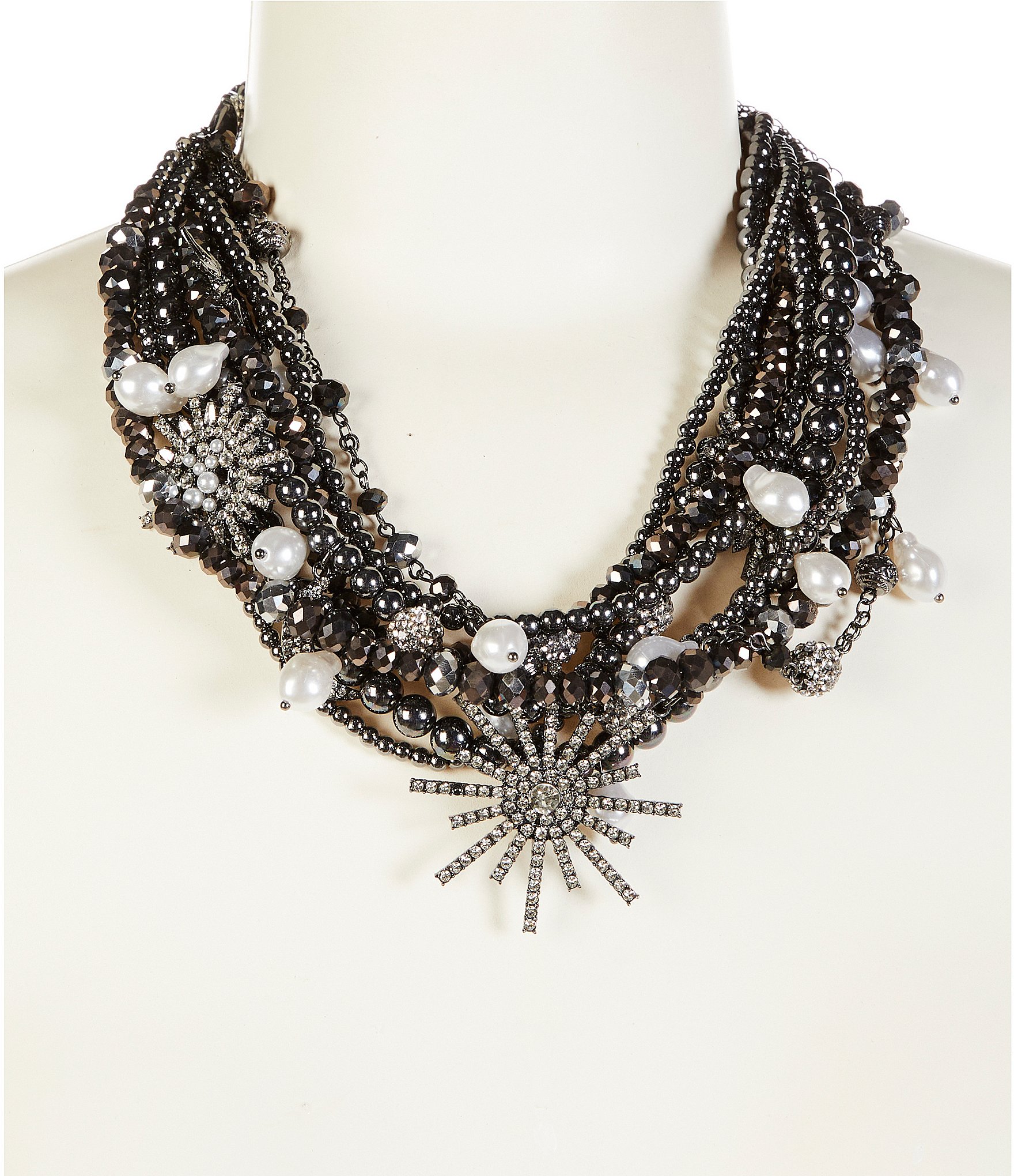 Natasha rhinestone 2024 statement necklace