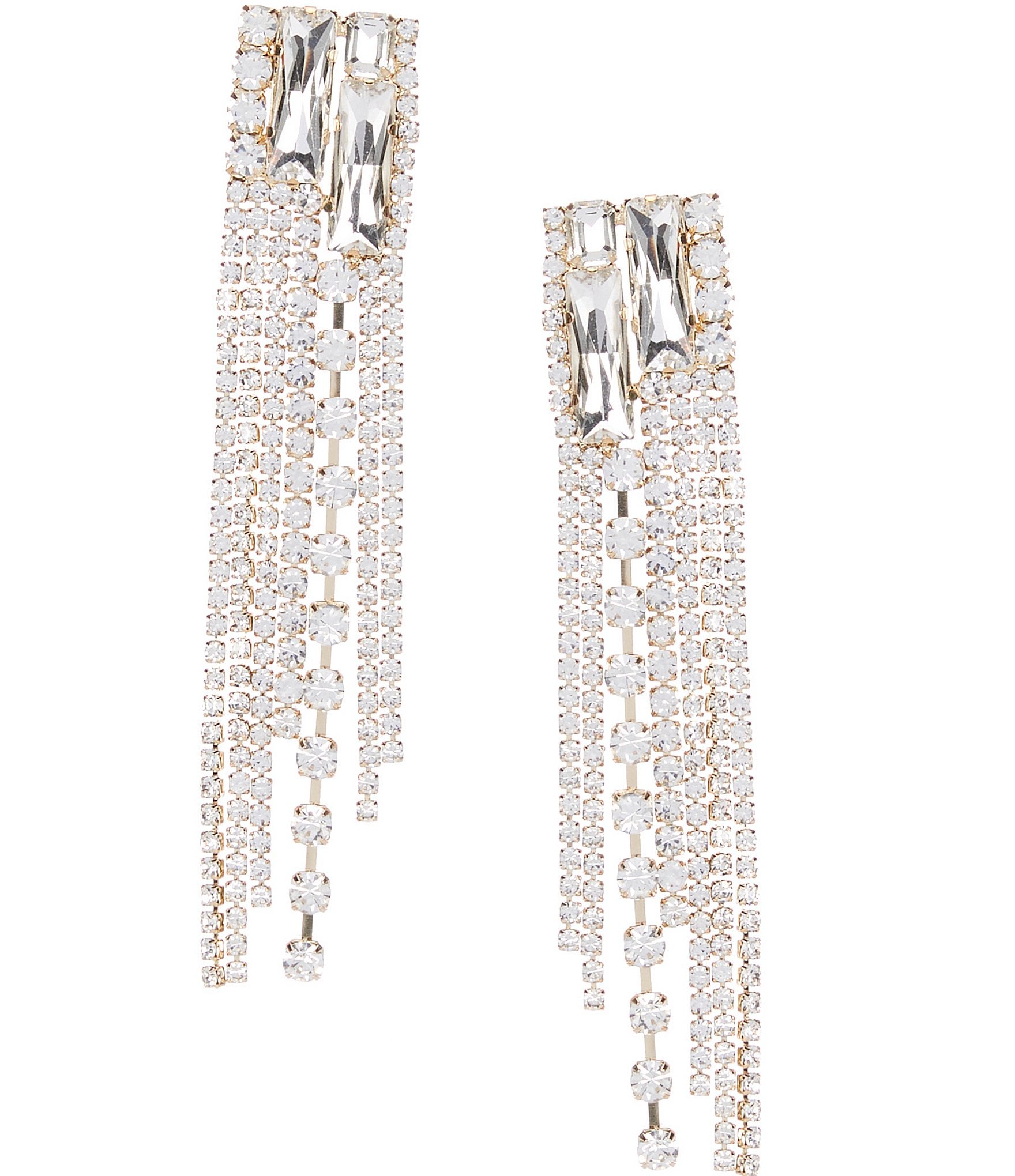 Natasha Accessories Crystal Fringe Drop Statement Earrings | Dillard's