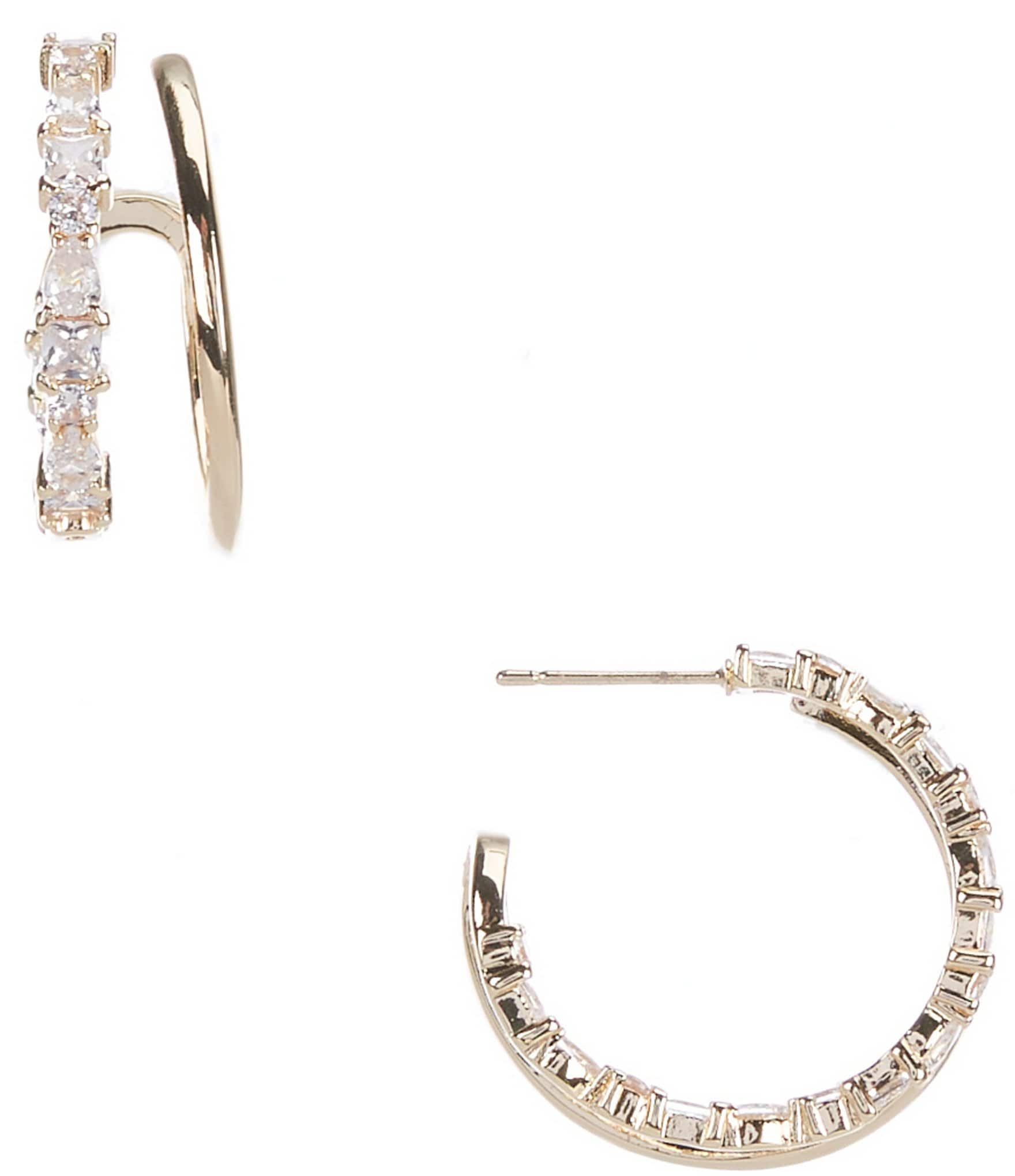 Natasha Accessories CZ Metal Hoop Earrings