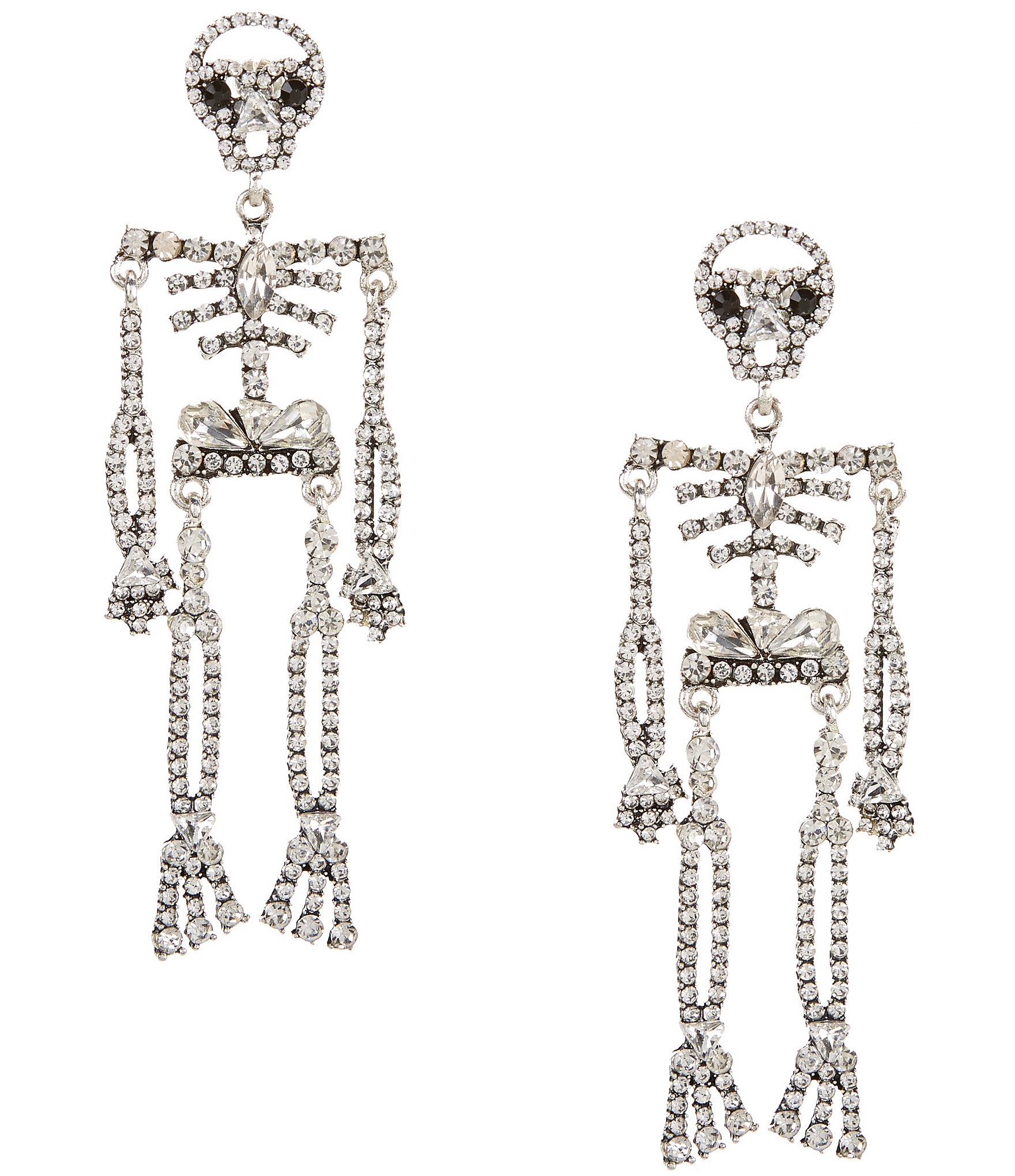 Natasha Accessories Dancing Crystal Skeleton Statement Drop Earrings