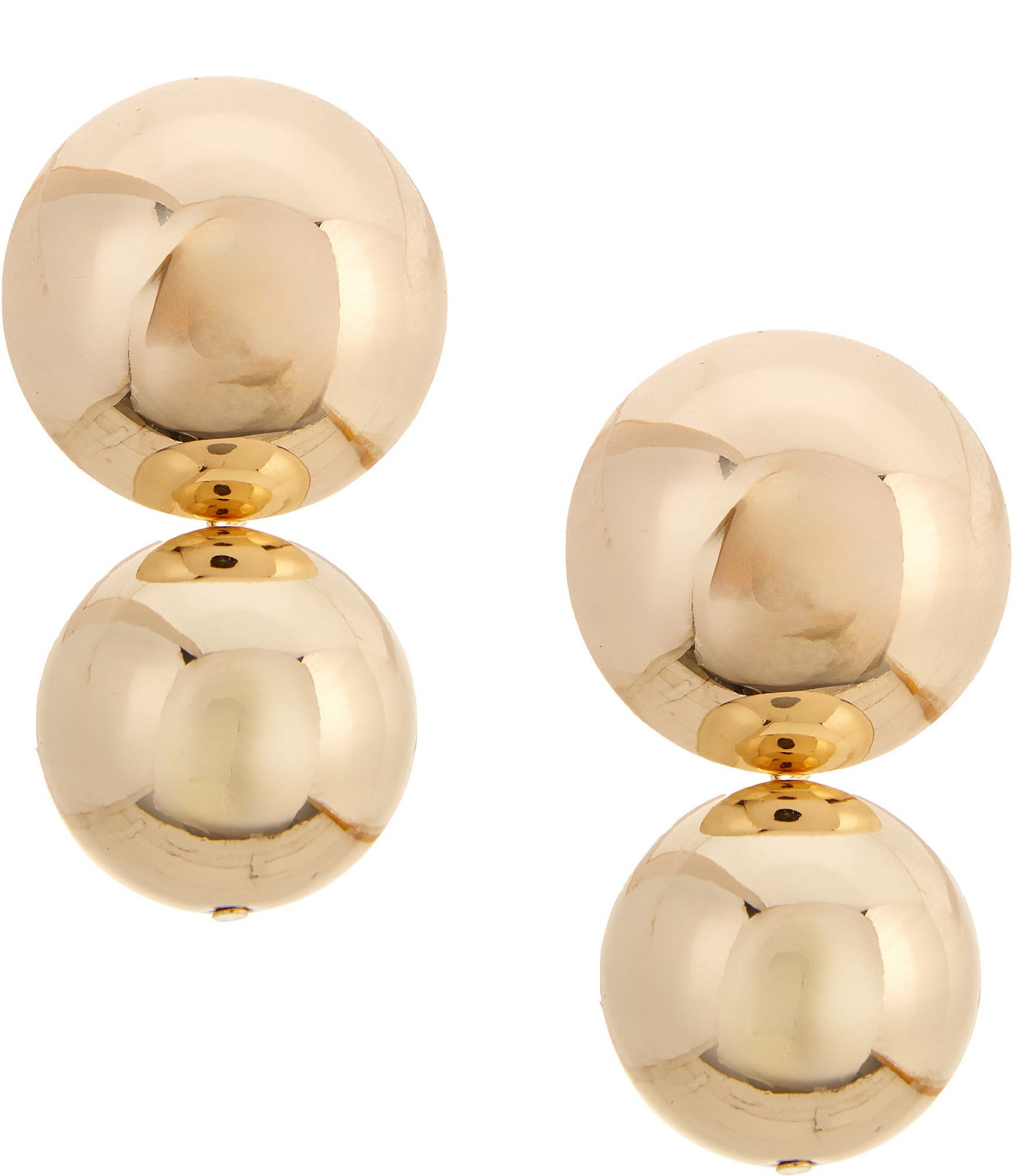 Natasha Accessories Double Metal Ball Drop Earrings