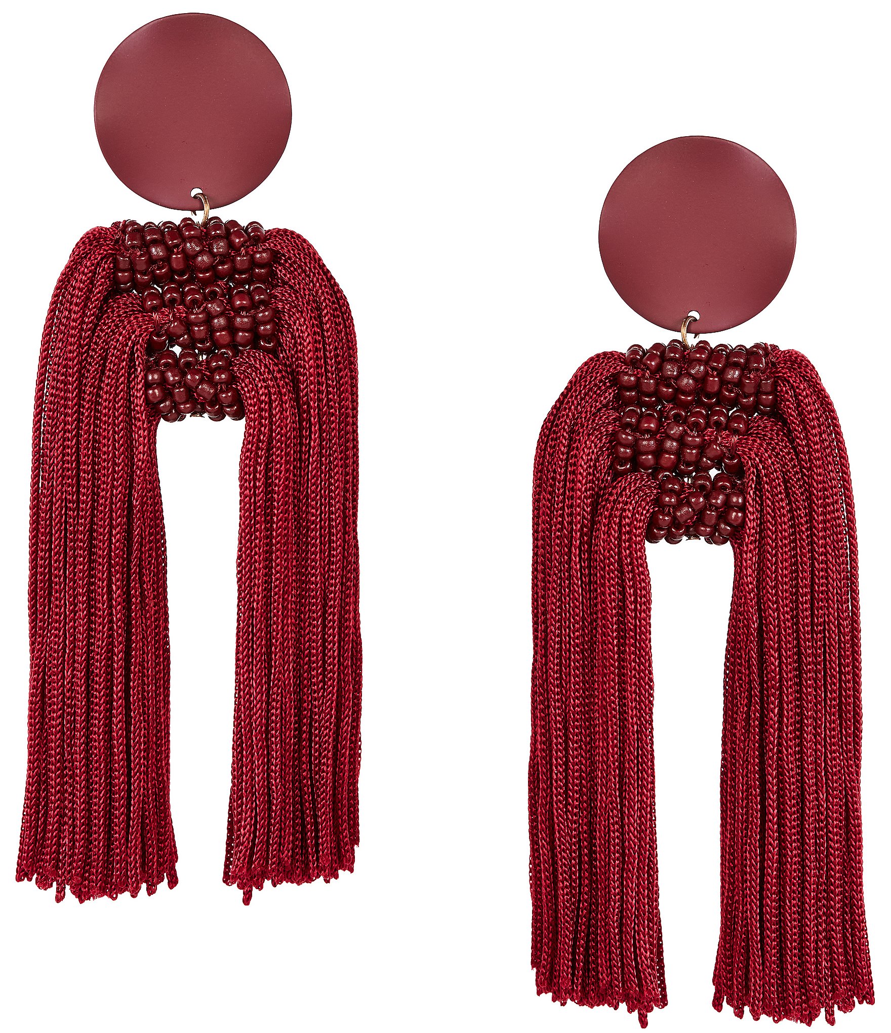 Natasha Accessories E Row Beaded Tassel U Statement Drop Earrings