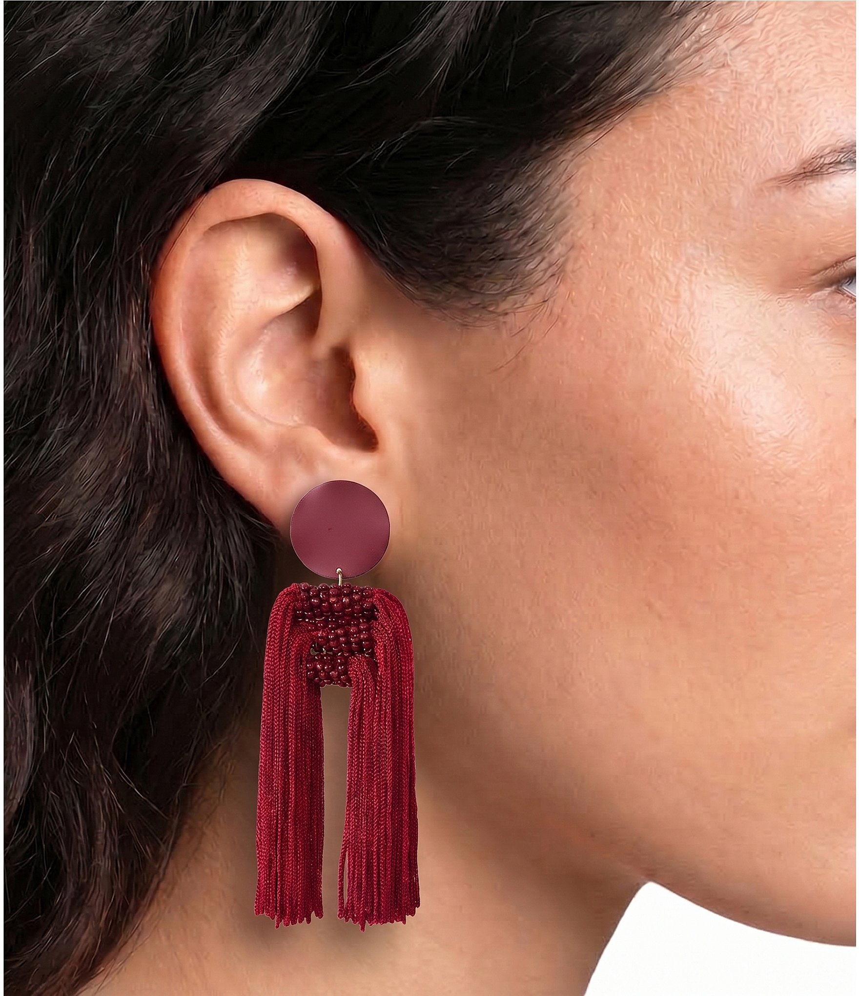 Natasha Accessories E Row Beaded Tassel U Statement Drop Earrings