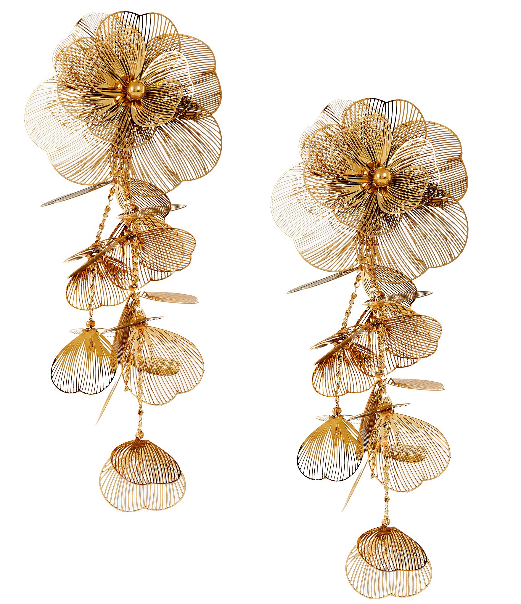 Natasha Accessories Filagree Flower Statement Chandelier Earrings