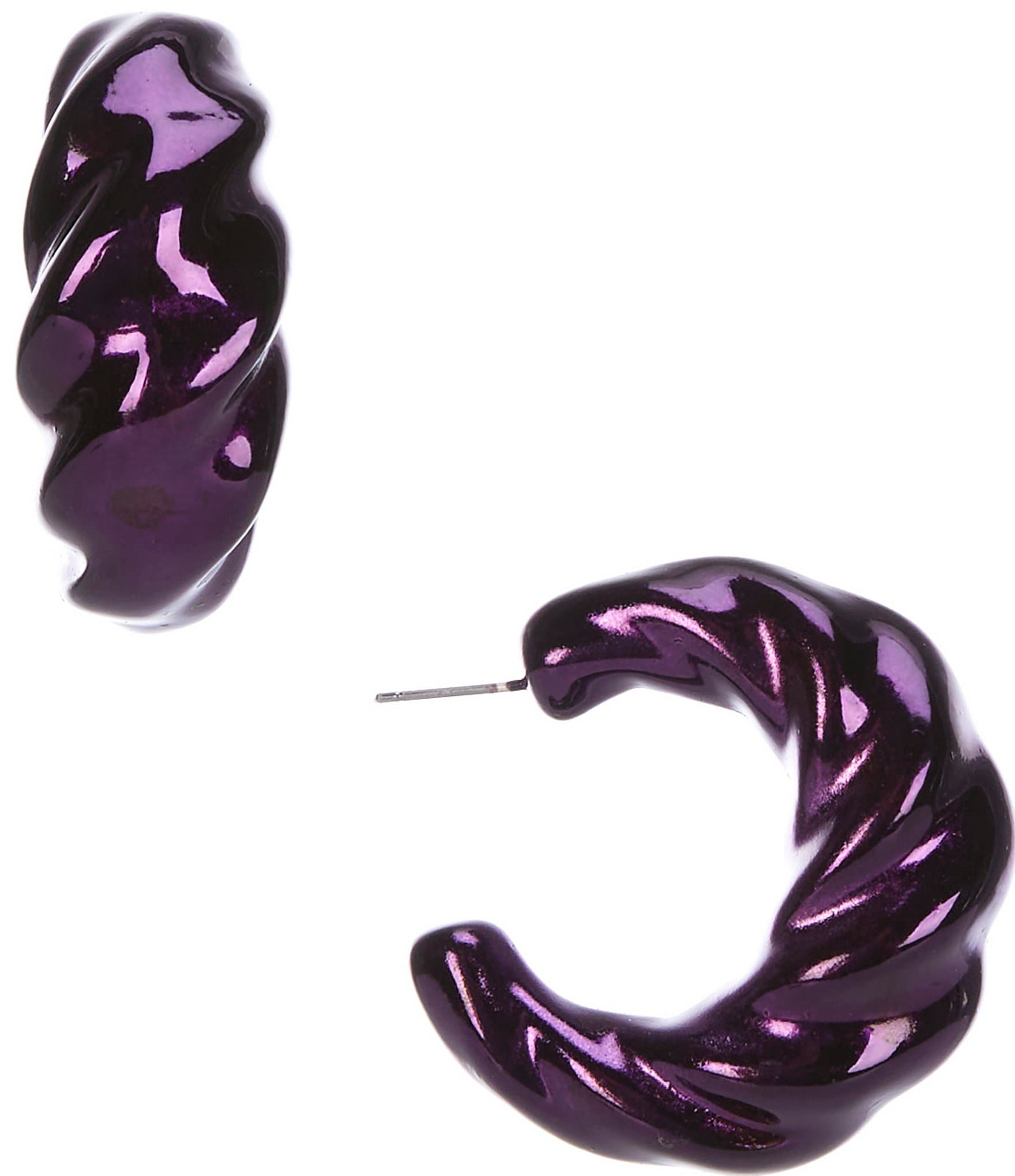 Natasha Accessories Iridescent Twisted Hoop Earrings