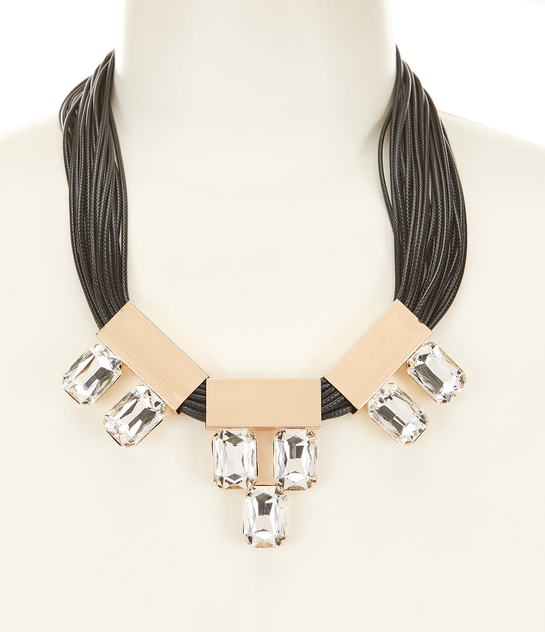 Natasha Accessories Multi Row Cord Statement Necklace