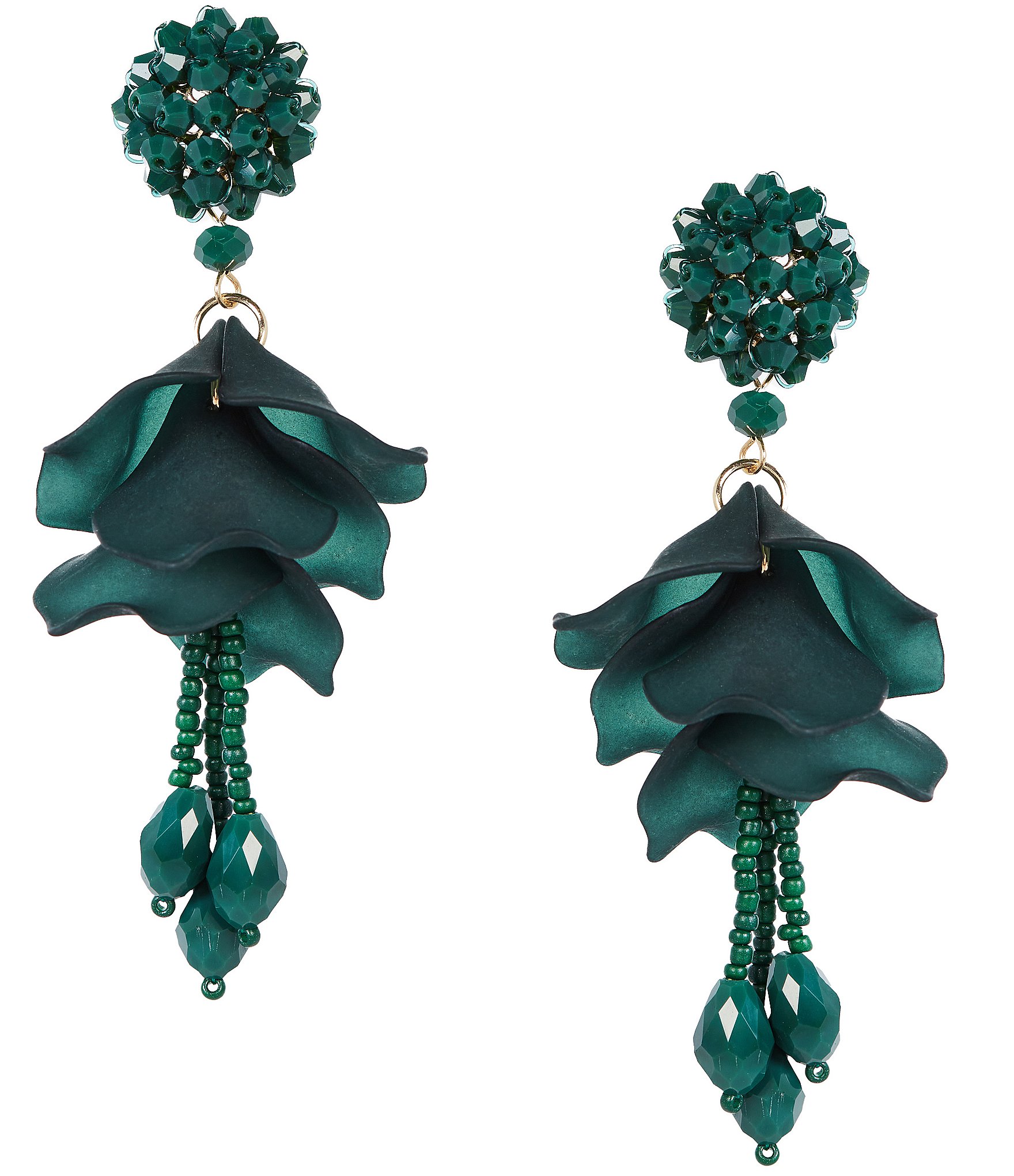 Natasha Accessories Organic Oscar Petal Drop Statement Beaded Earrings