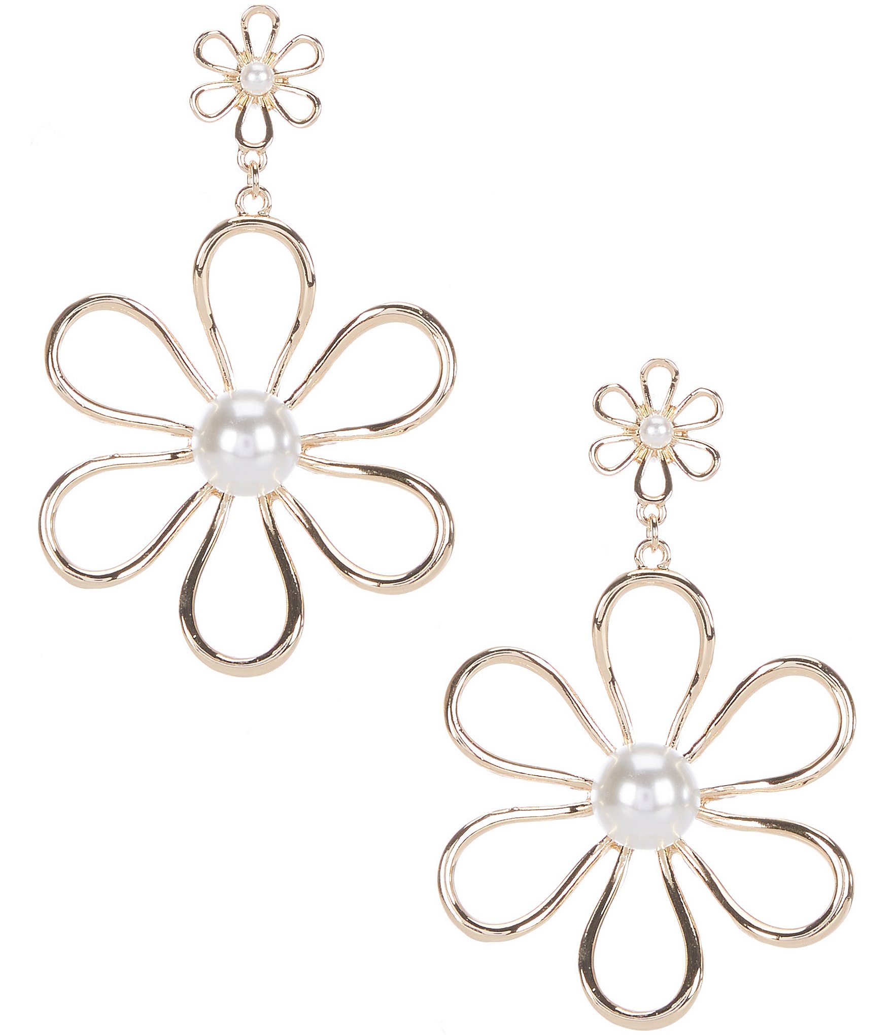 Natasha Accessories Pearl Flower Drop Statement Earrings | Dillard's