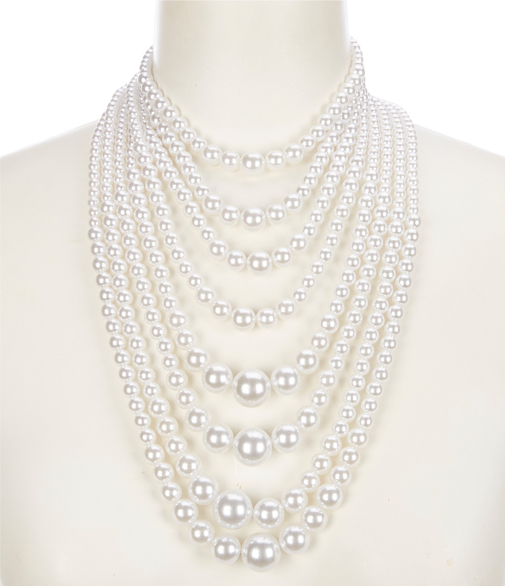 Extra Long Multi Strand Faux Pearl Statement Necklace – Chandras