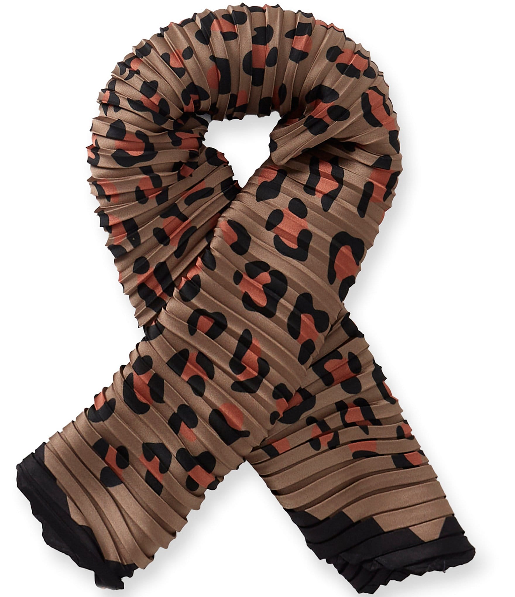 Natasha Accessories Pleated Leopard Diamond Scarf