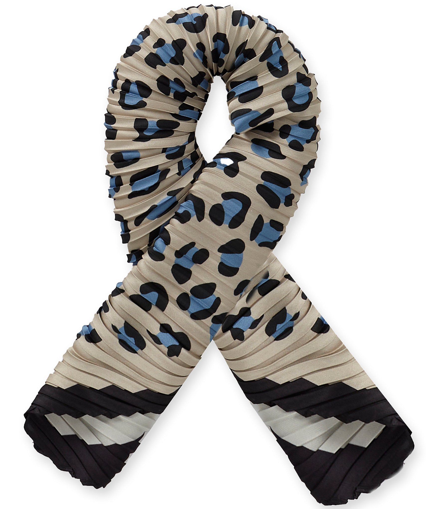 Natasha Accessories Pleated Leopard Diamond Scarf