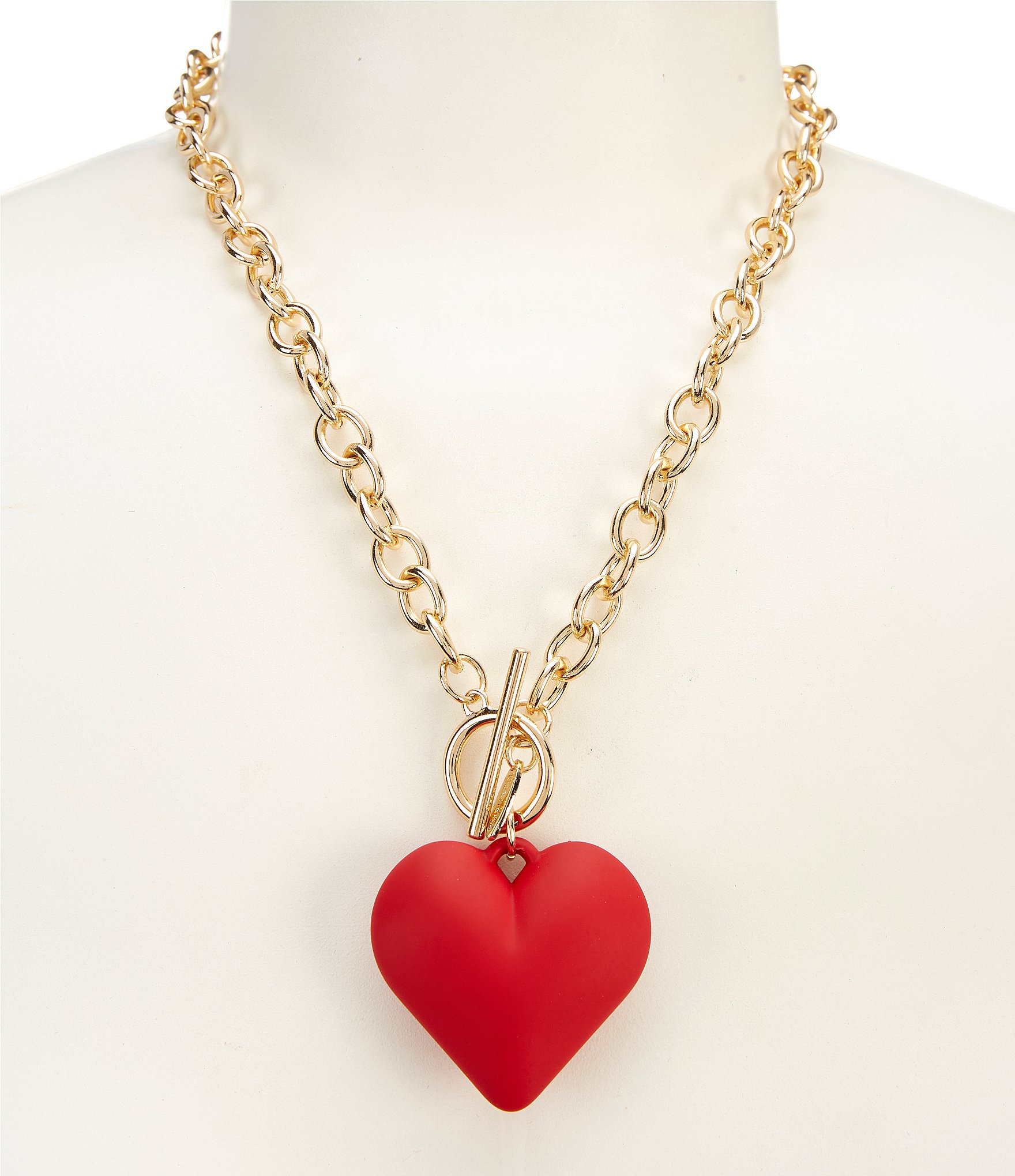 Natasha Accessories Puffy Matte Heart Statement Necklace