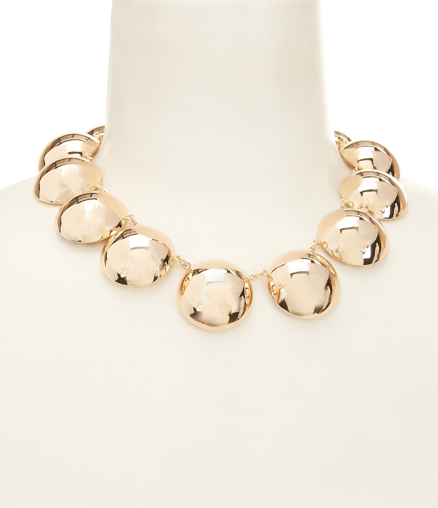 Natasha Accessories Puffy Metal Bead Collar Necklace