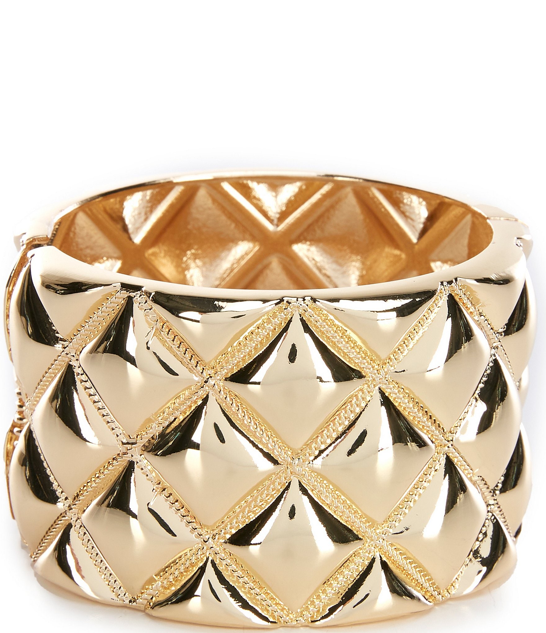 Natasha Accessories Quilted Metal Cuff Bracelet